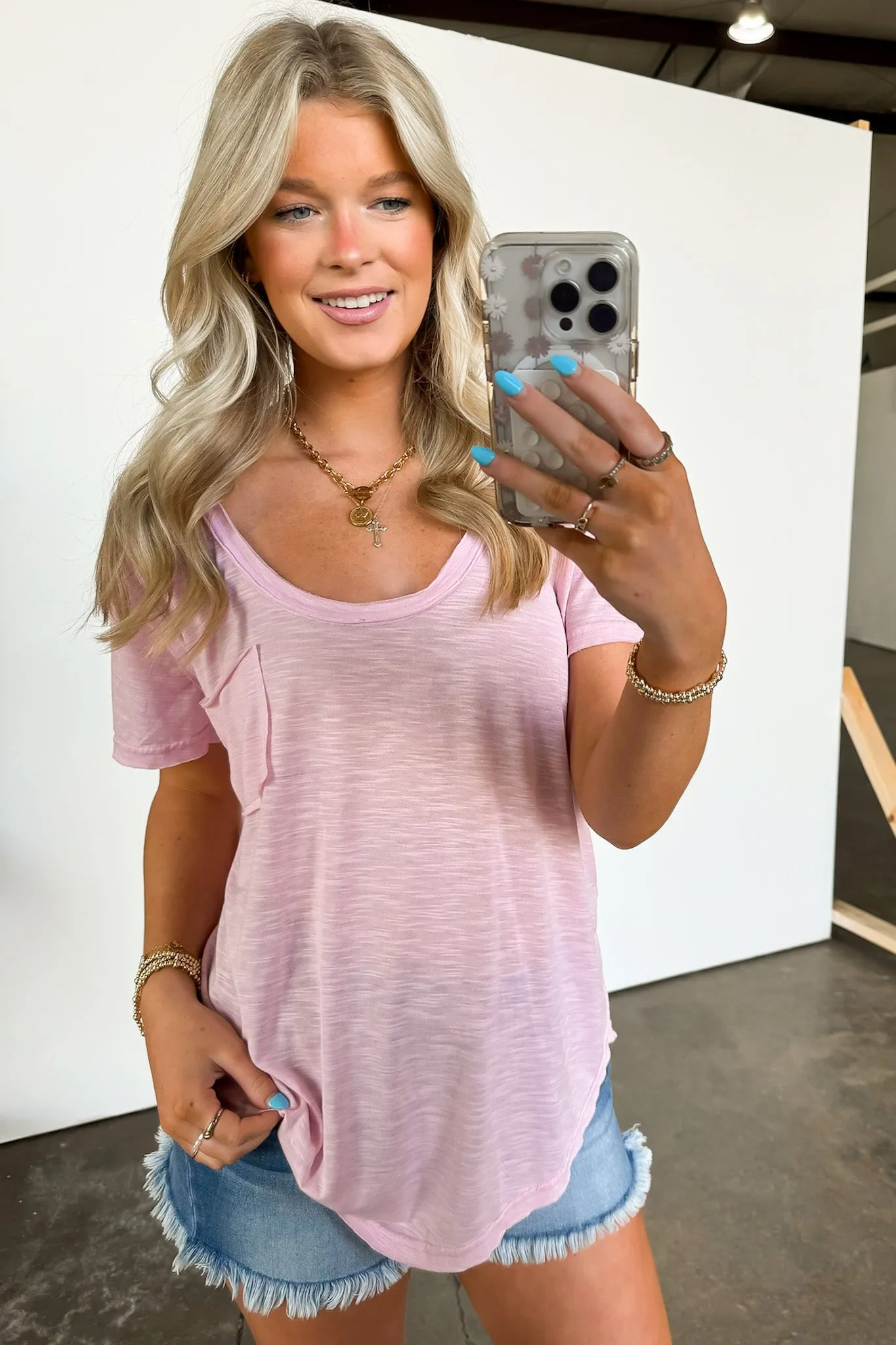 Jadyn Scoop Neck Relaxed Pocket Tee - BACK IN STOCK