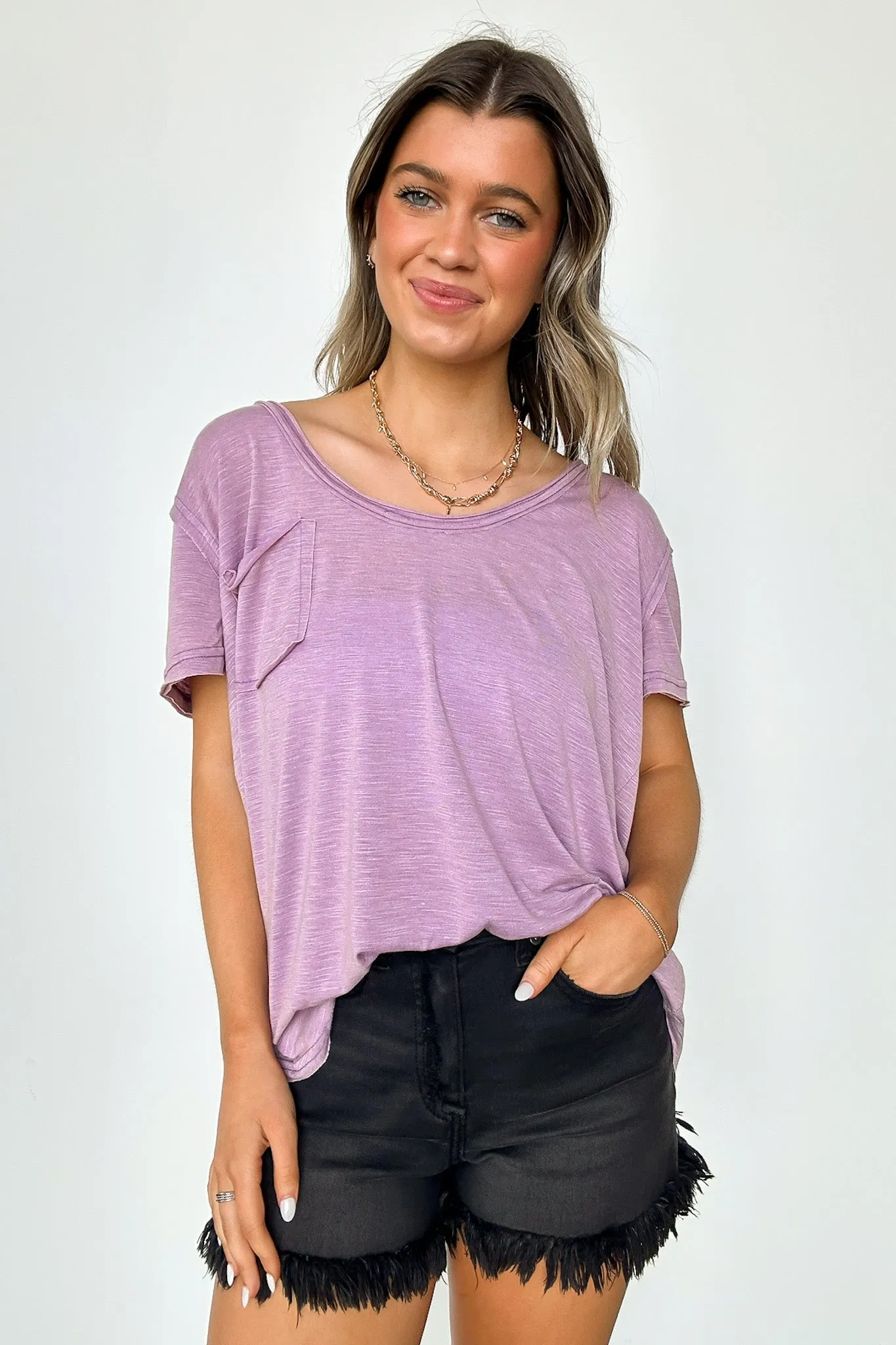 Jadyn Scoop Neck Relaxed Pocket Tee - BACK IN STOCK