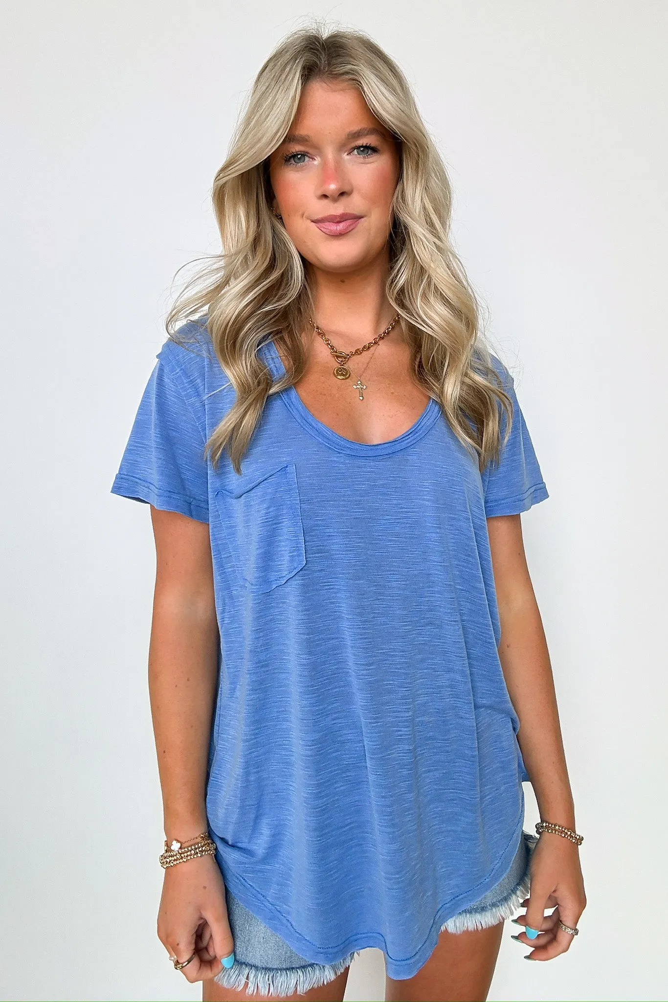 Jadyn Scoop Neck Relaxed Pocket Tee - BACK IN STOCK