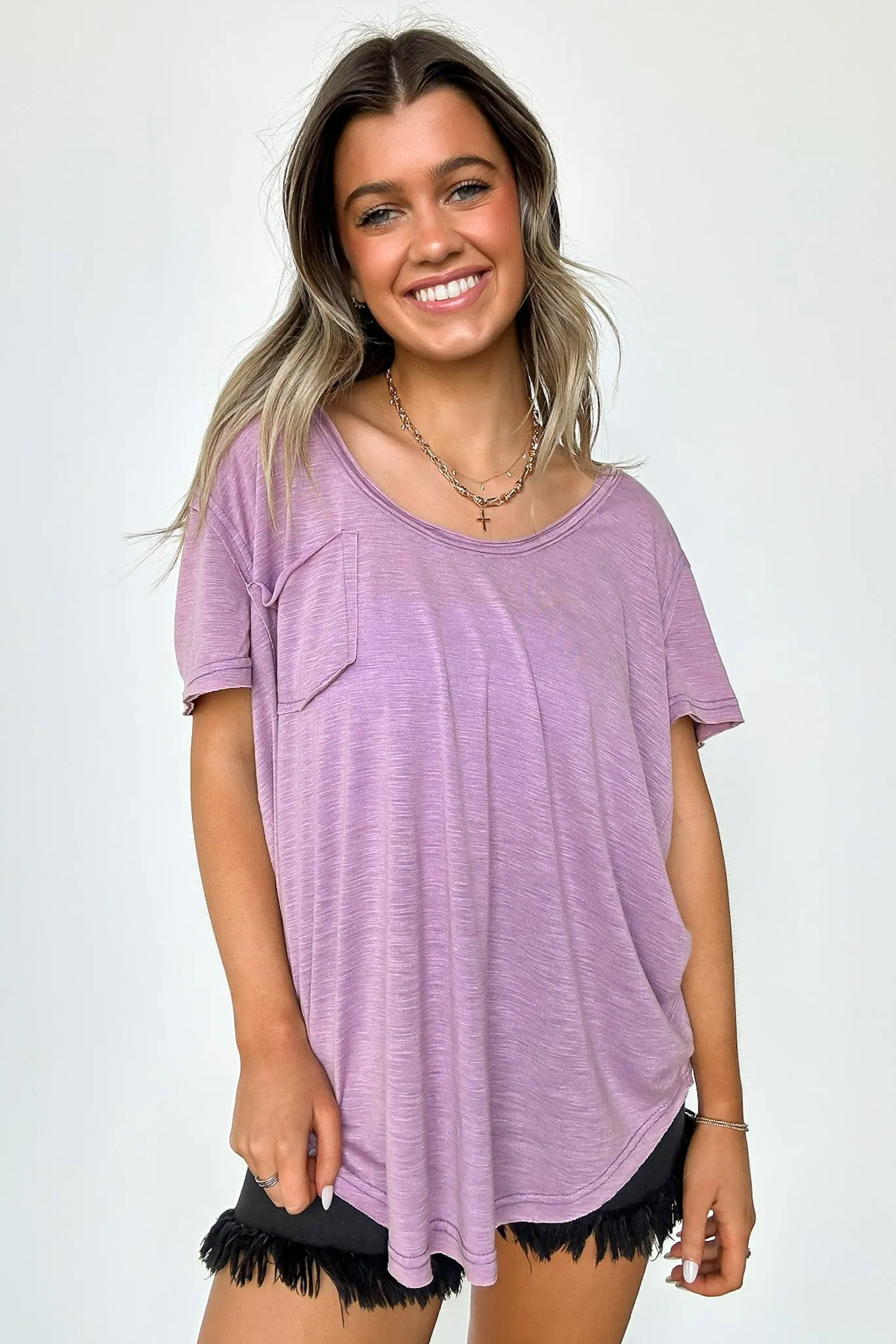 Jadyn Scoop Neck Relaxed Pocket Tee - BACK IN STOCK