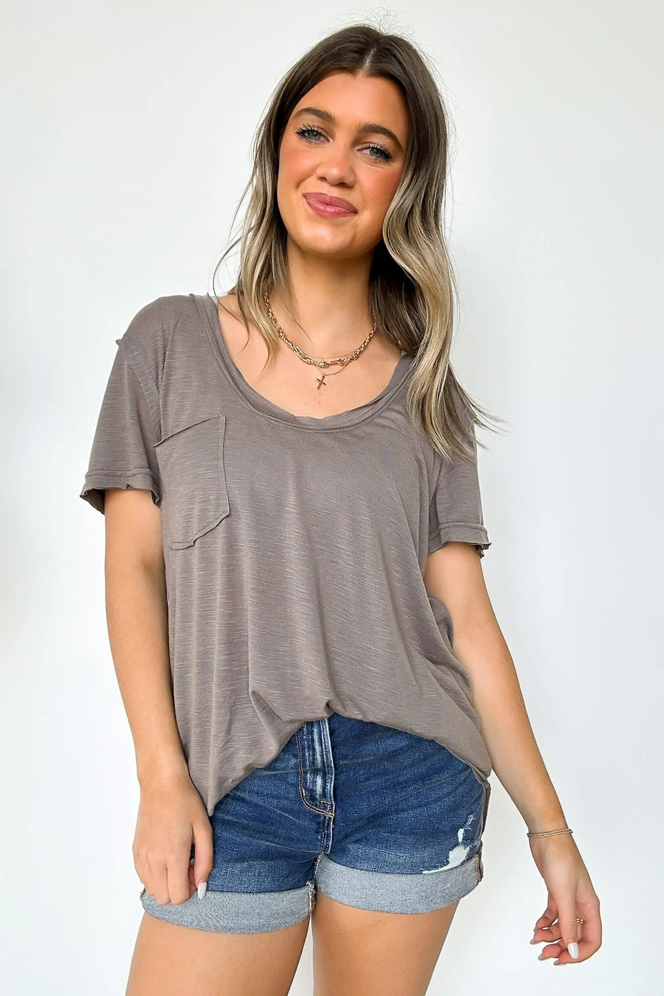 Jadyn Scoop Neck Relaxed Pocket Tee - BACK IN STOCK