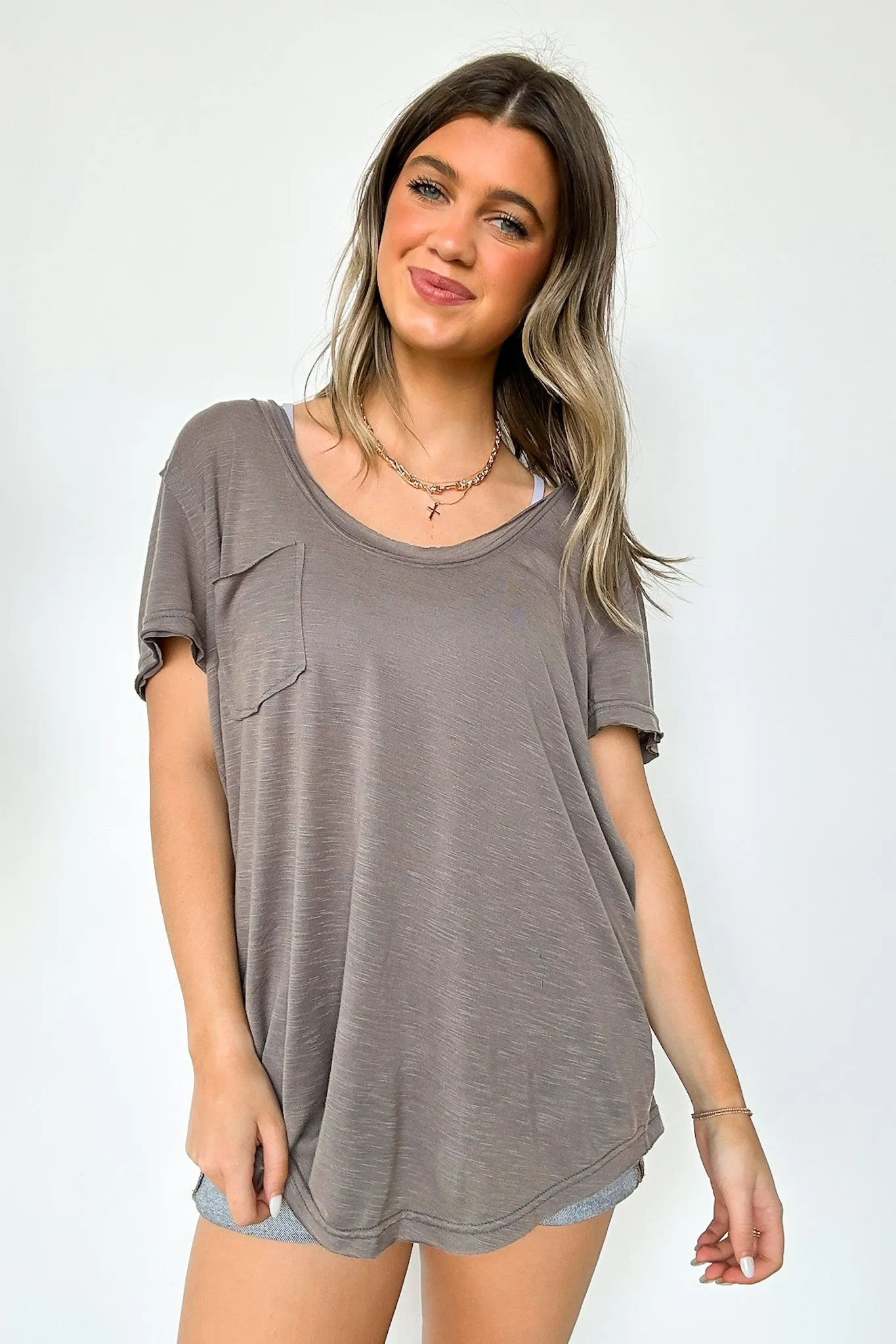 Jadyn Scoop Neck Relaxed Pocket Tee - BACK IN STOCK