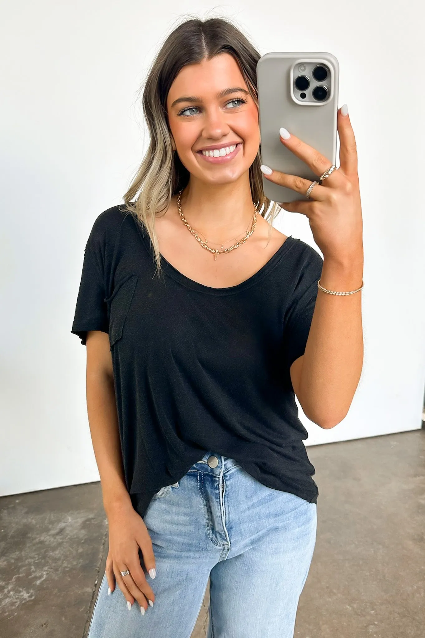 Jadyn Scoop Neck Relaxed Pocket Tee - BACK IN STOCK