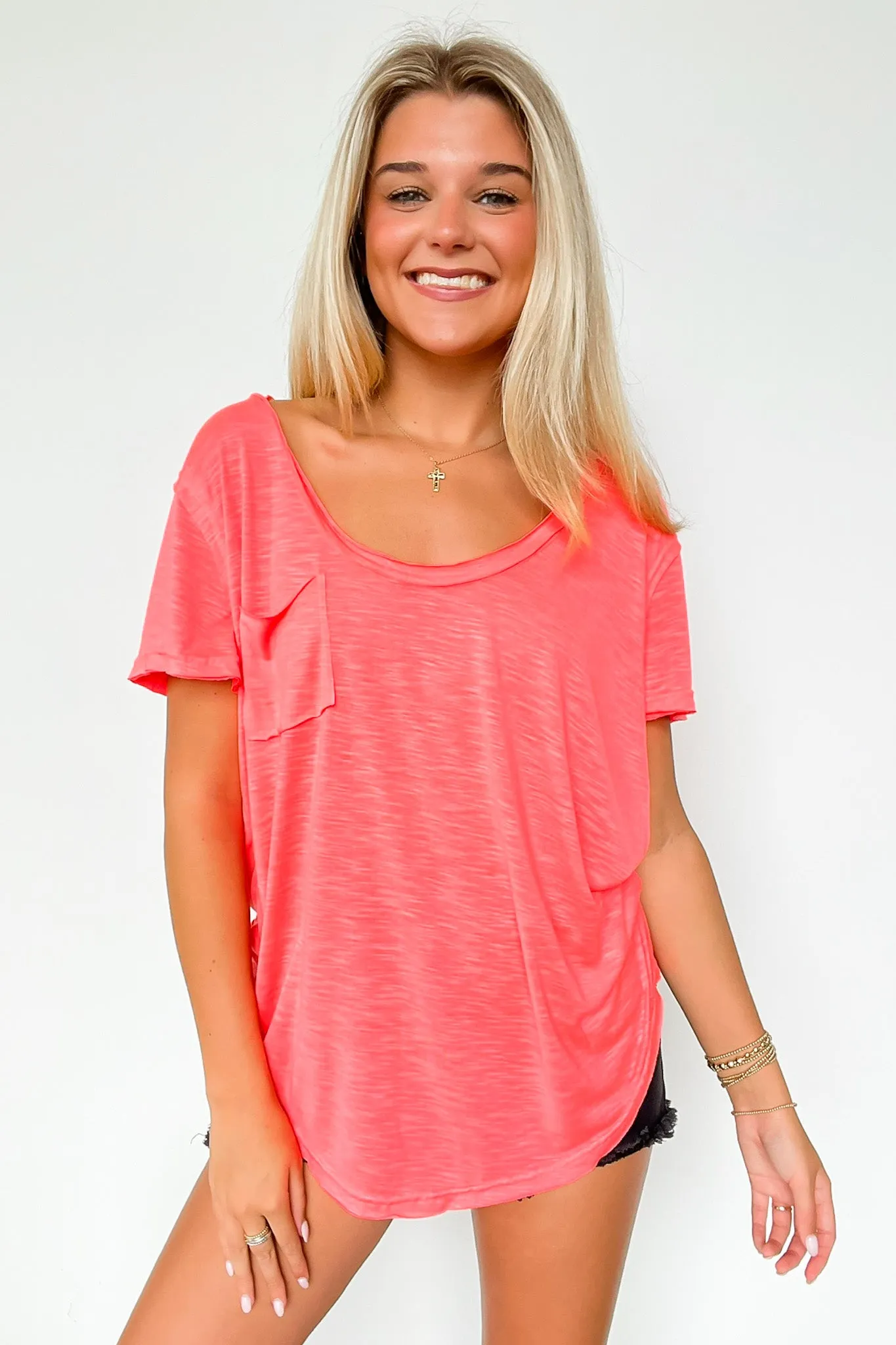 Jadyn Scoop Neck Relaxed Pocket Tee - BACK IN STOCK