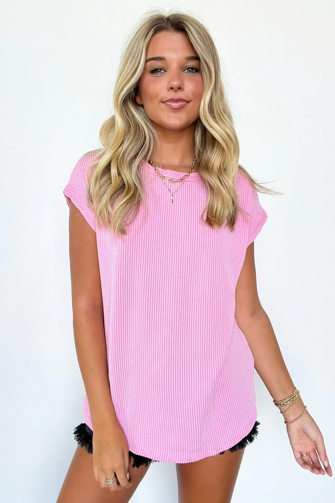 Janna Ribbed Short Sleeve Top