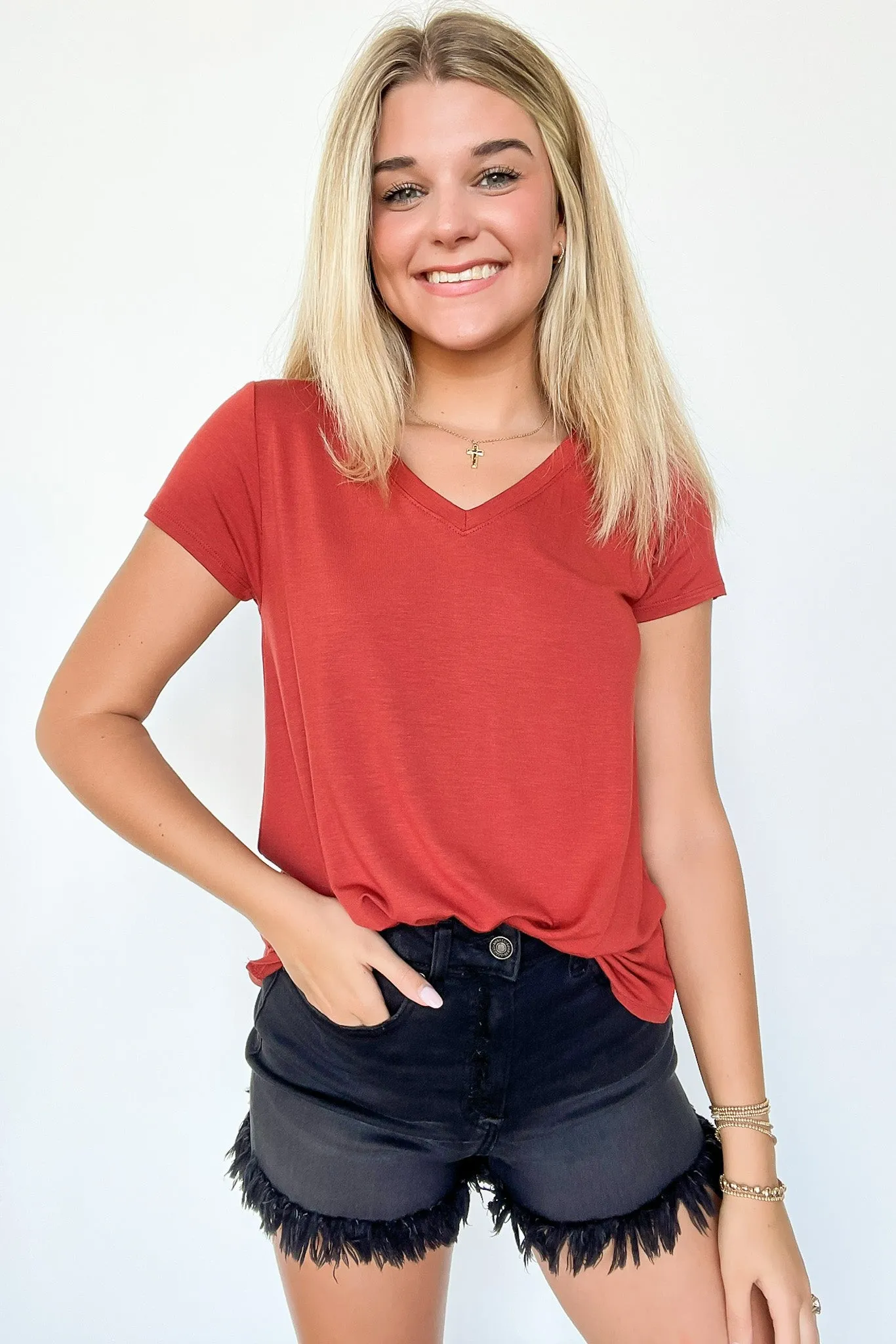 Jayme V-Neck Short Sleeve Top - FINAL SALE
