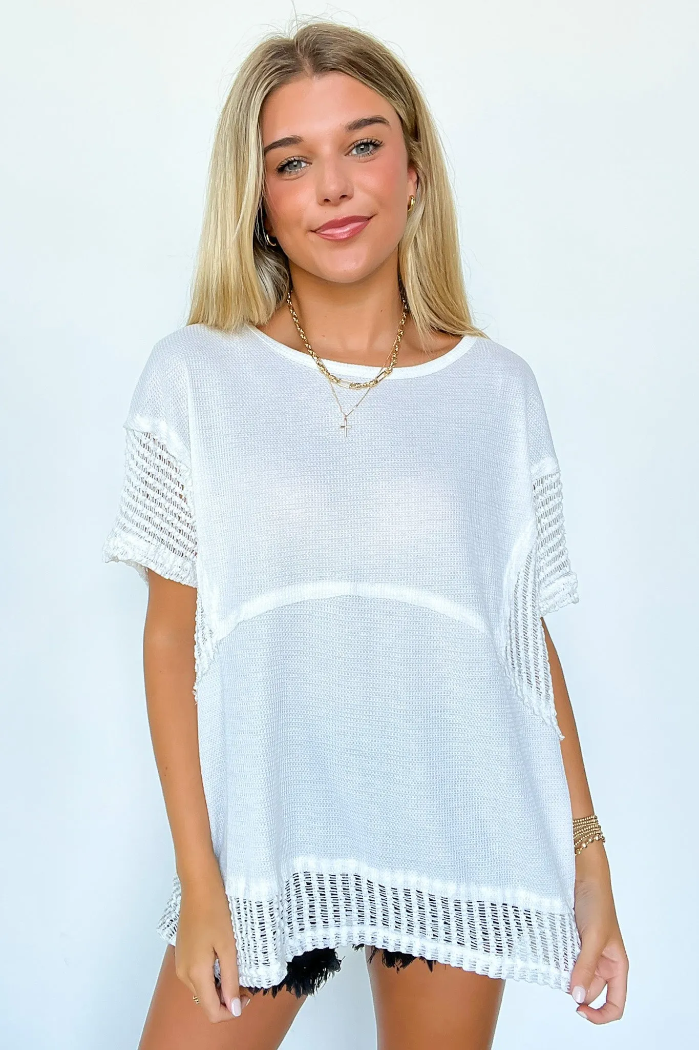 Jazmine Crochet Knit Tunic Top - FINAL SALE