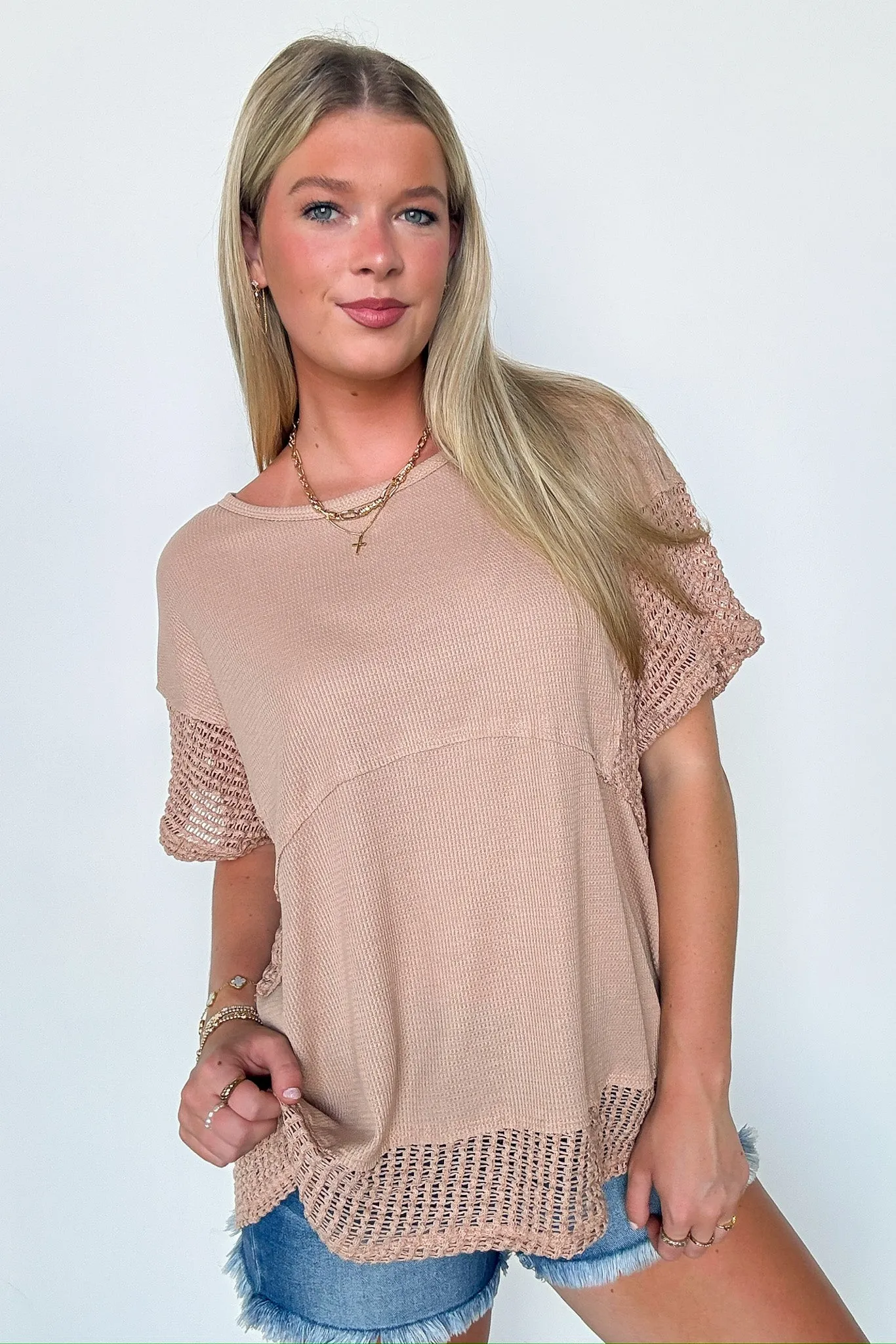 Jazmine Crochet Knit Tunic Top - FINAL SALE