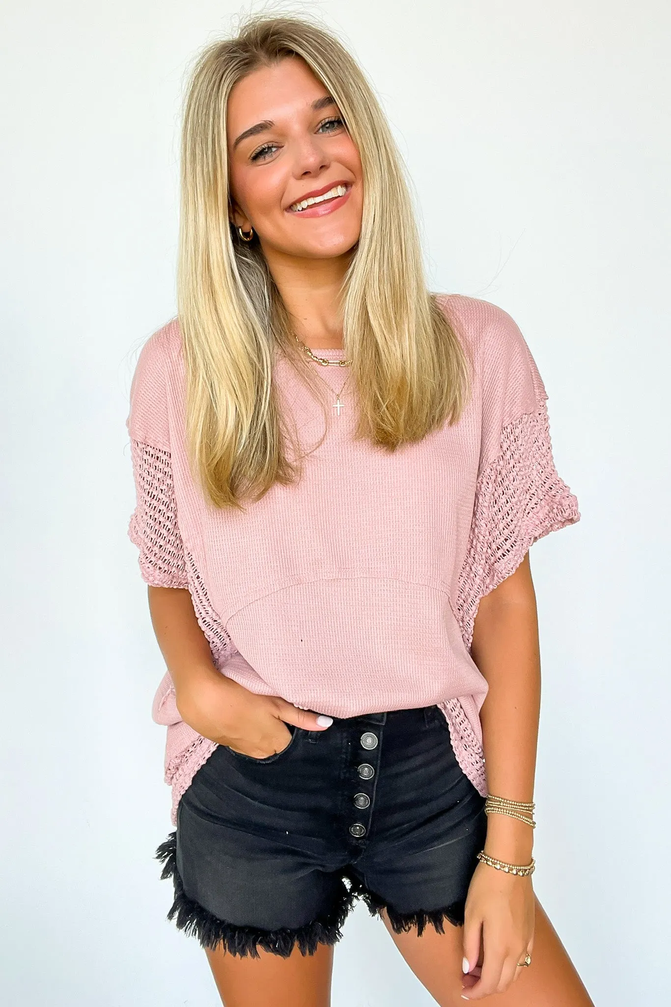 Jazmine Crochet Knit Tunic Top - FINAL SALE