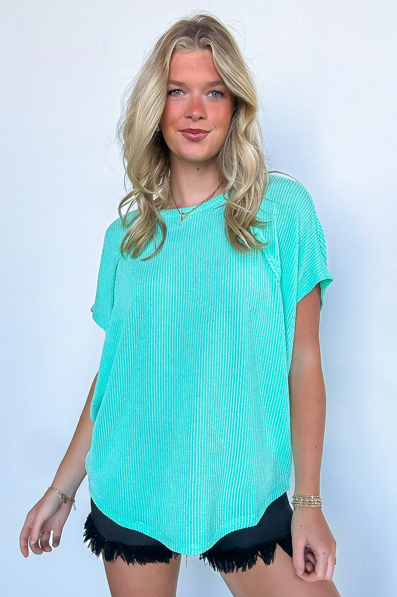 Jenisa Ribbed Knit Relaxed Top