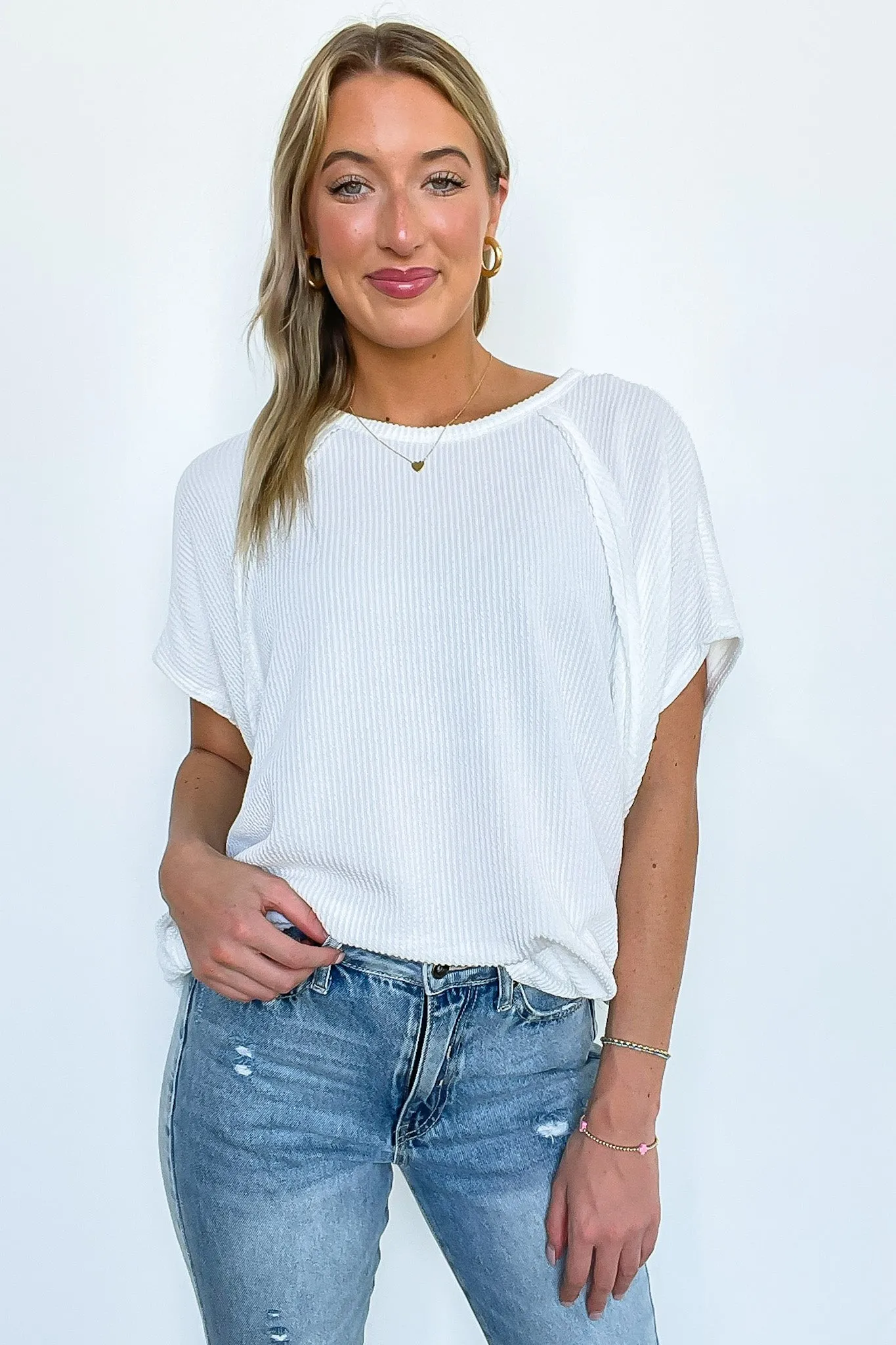 Jenisa Ribbed Knit Relaxed Top