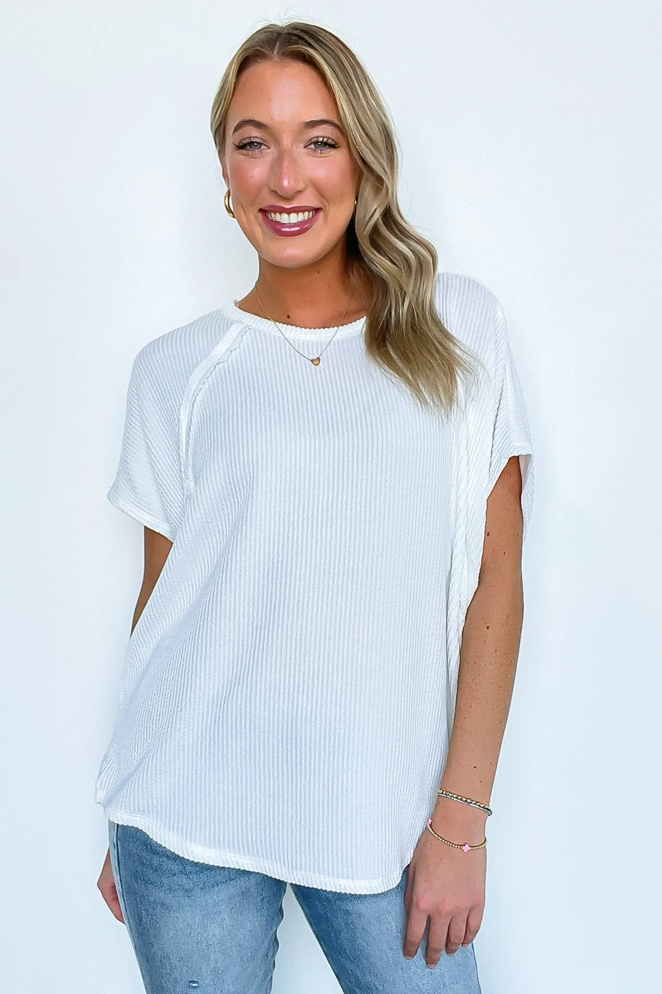 Jenisa Ribbed Knit Relaxed Top