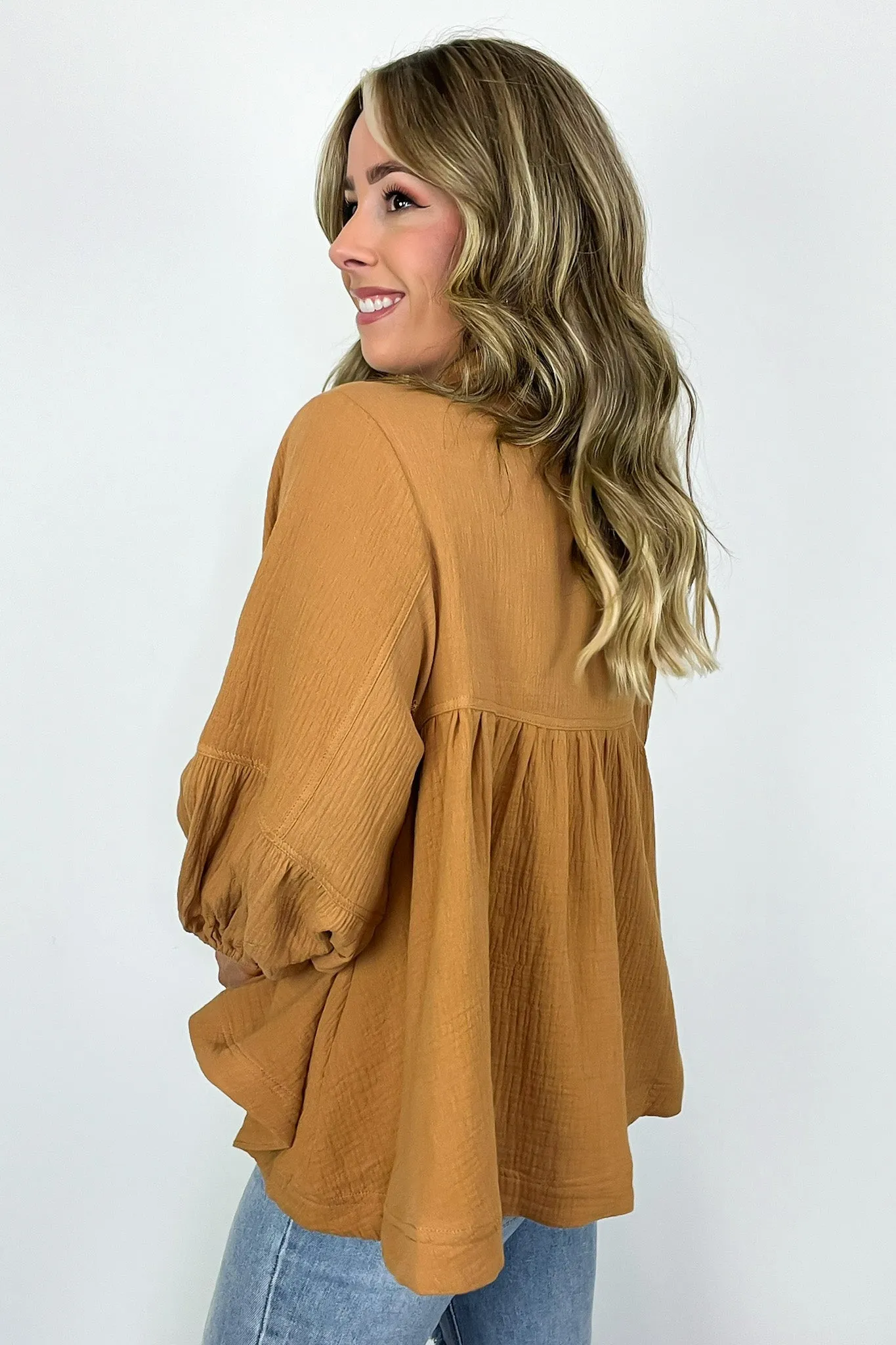 Jennah Flowy Collared Babydoll Top - FINAL SALE