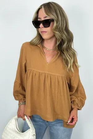 Jennah Flowy Collared Babydoll Top - FINAL SALE