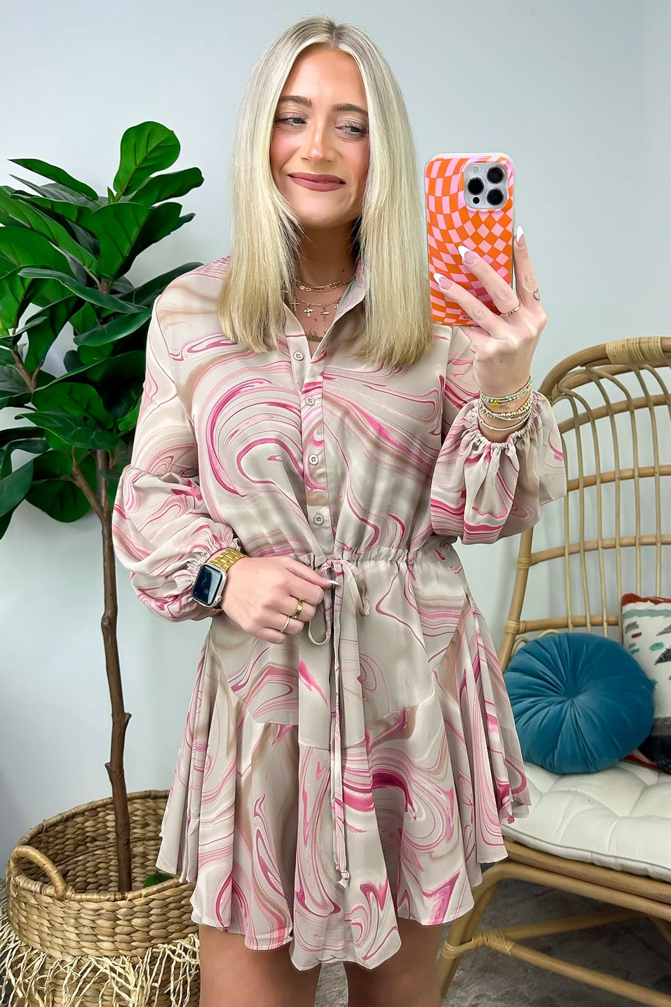Joanie Abstract Retro Flounce Dress - FINAL SALE