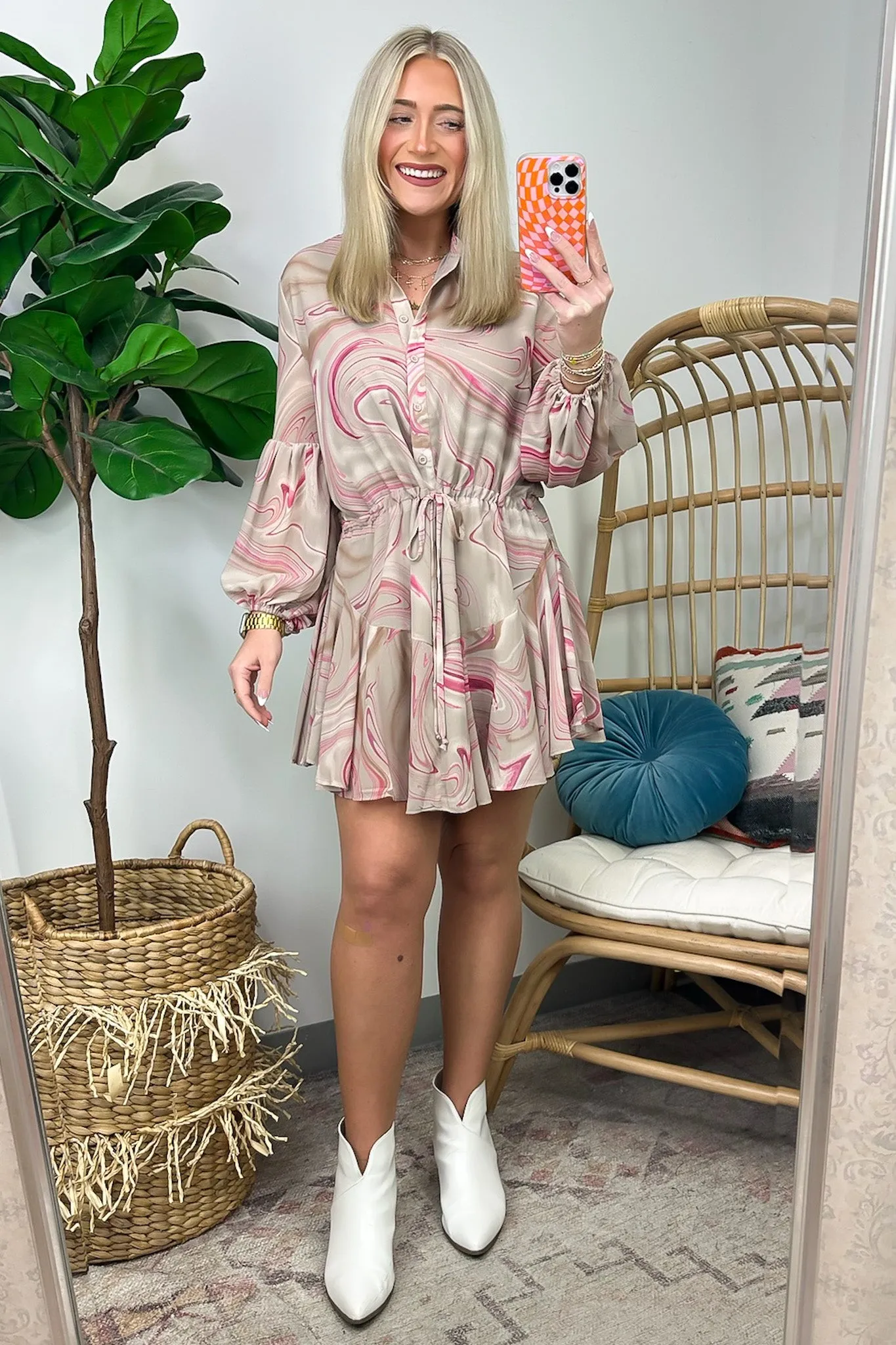 Joanie Abstract Retro Flounce Dress - FINAL SALE