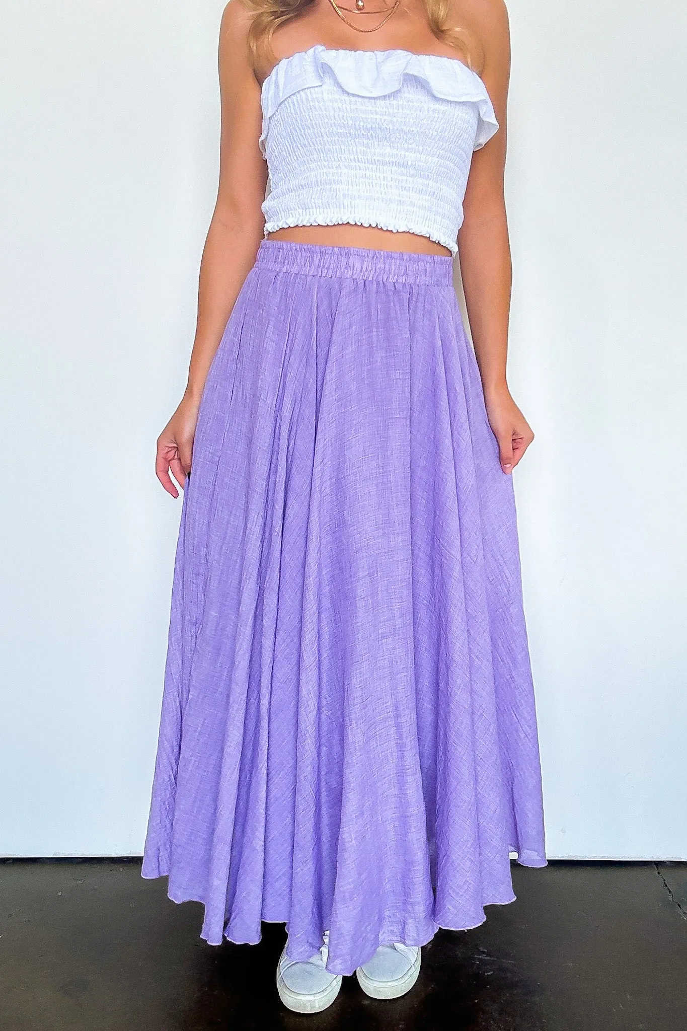 Julianna High Waist Woven Maxi Skirt