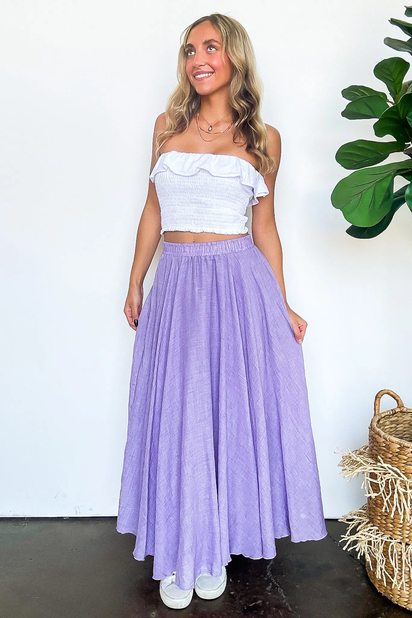 Julianna High Waist Woven Maxi Skirt