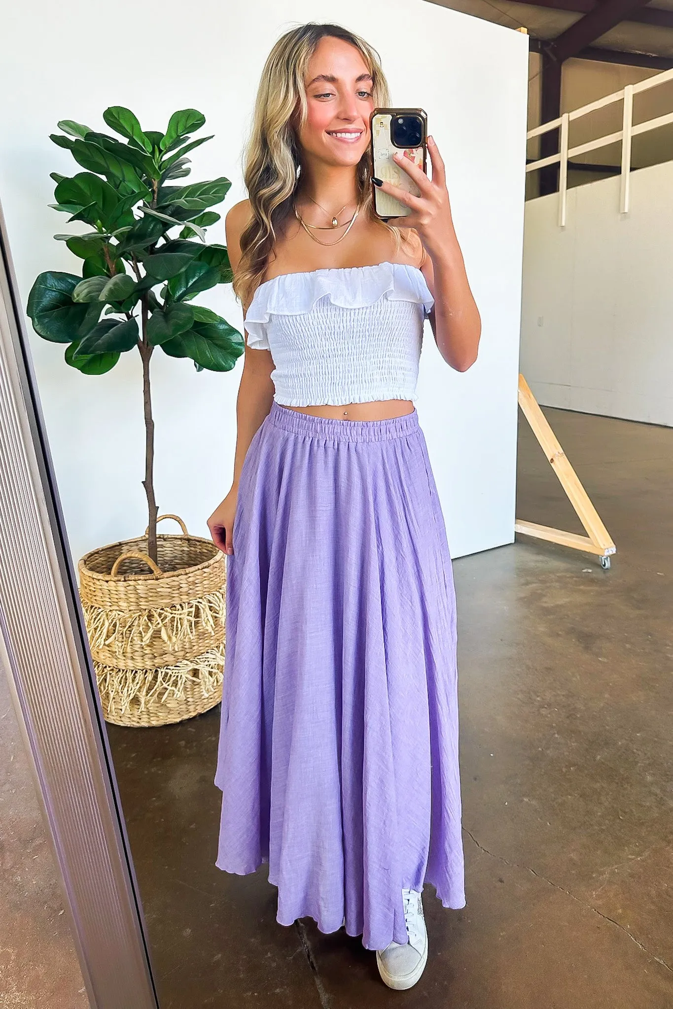 Julianna High Waist Woven Maxi Skirt