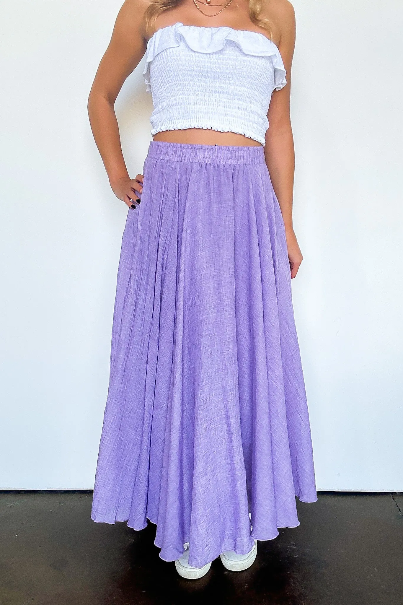 Julianna High Waist Woven Maxi Skirt