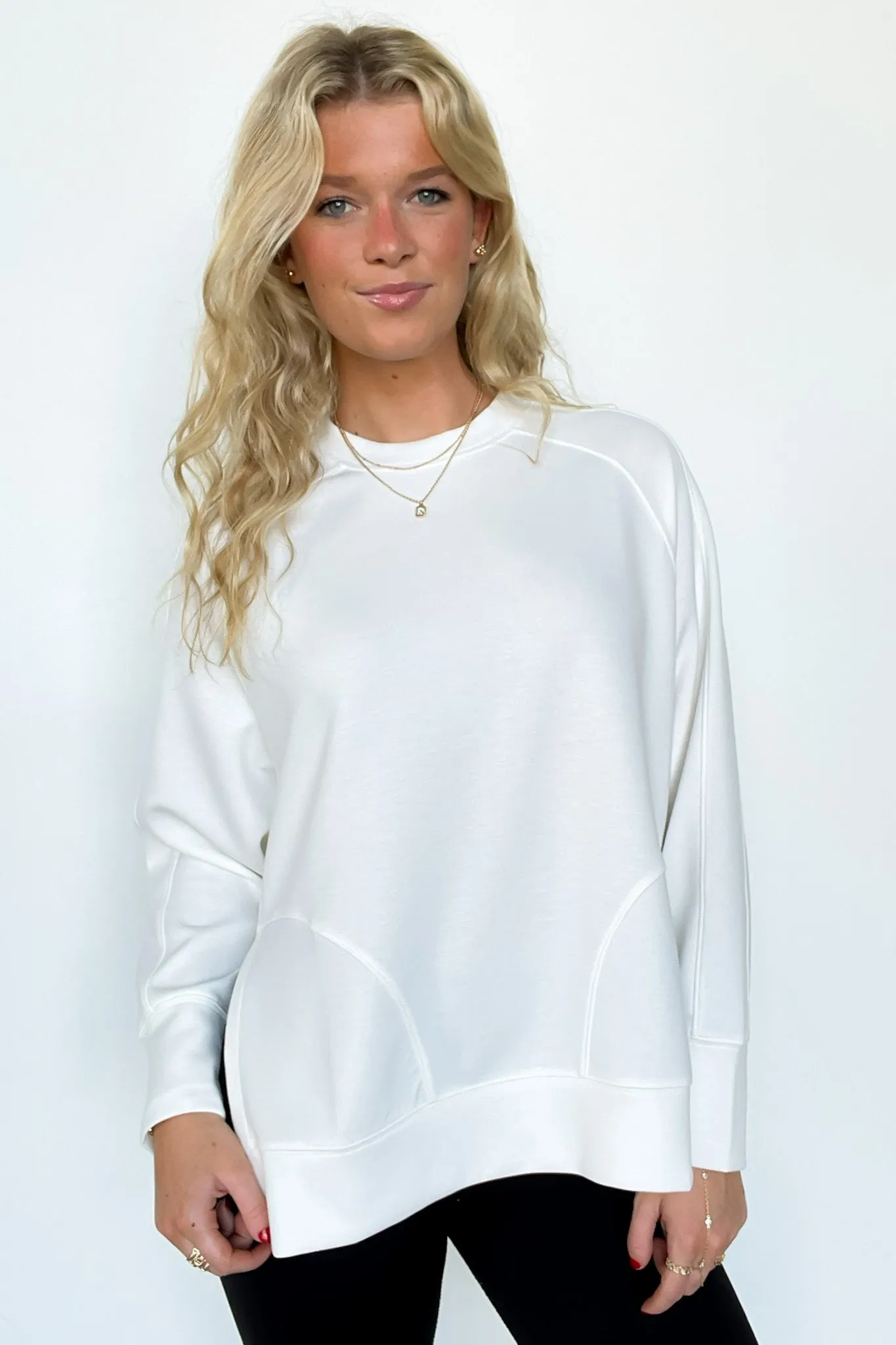 Julien Scuba Knit Side Slit Pullover