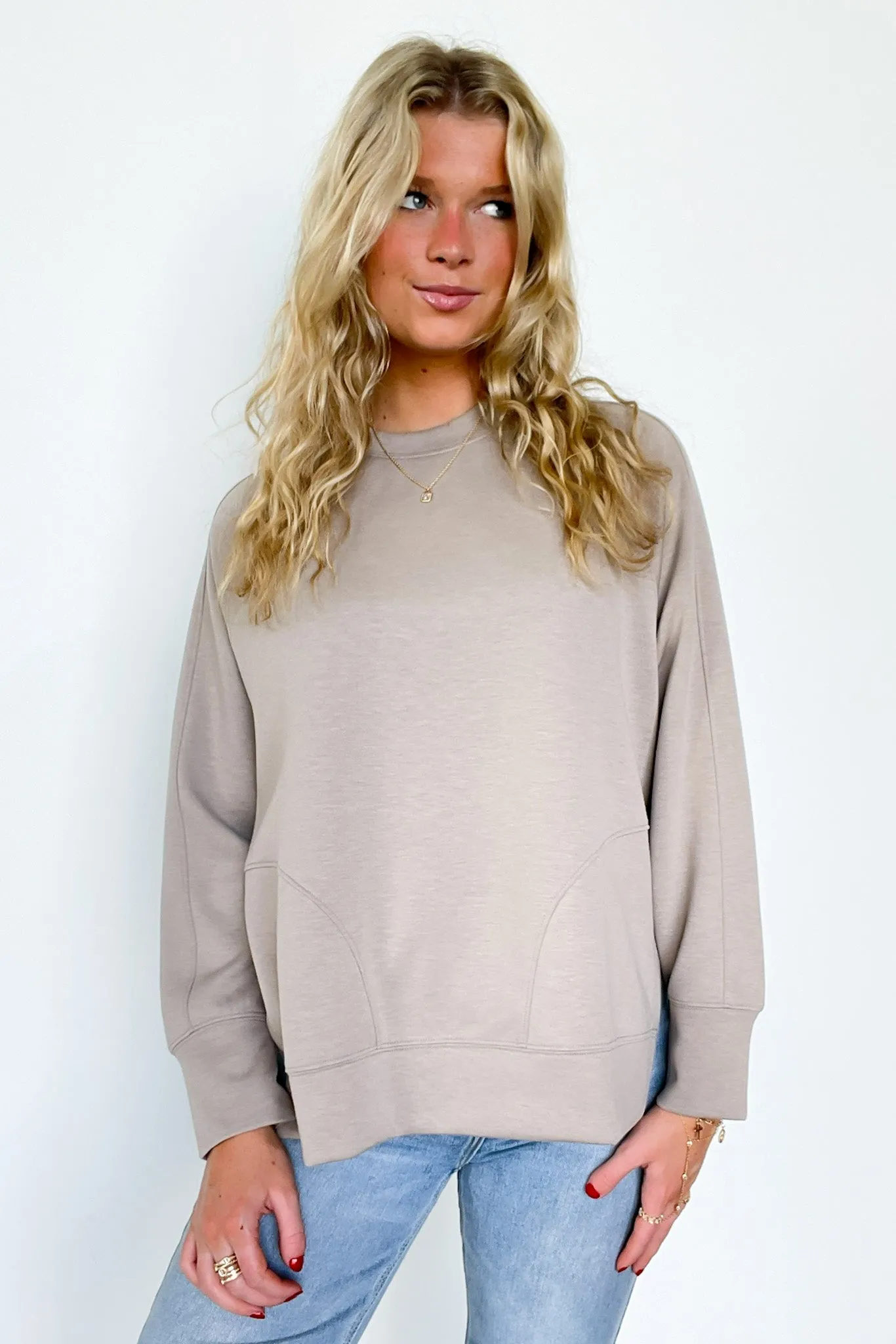 Julien Scuba Knit Side Slit Pullover