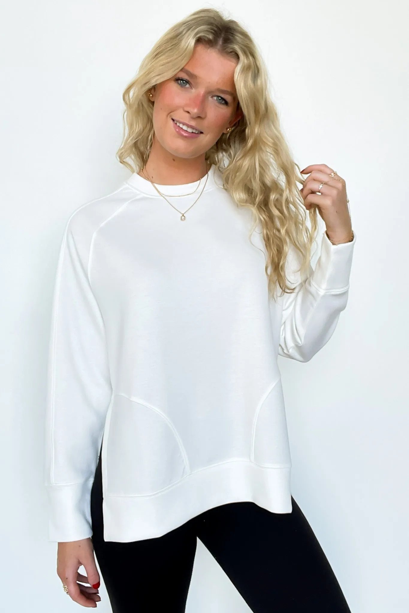 Julien Scuba Knit Side Slit Pullover