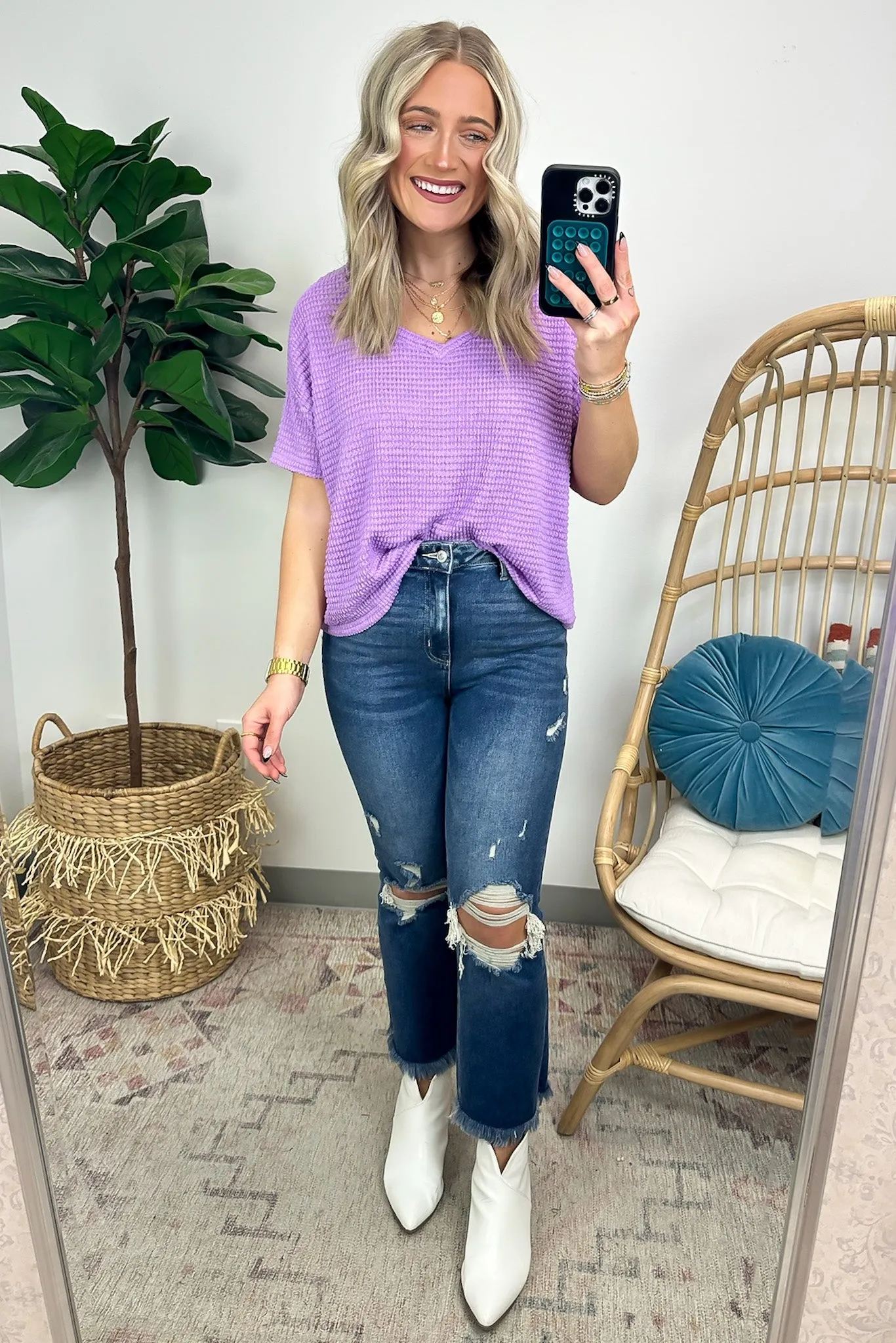 Julietta V-Neck Cropped Short Sleeve Top - BACK IN STOCK