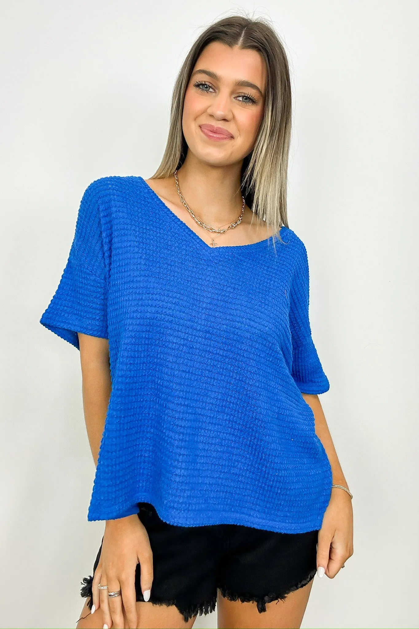 Julietta V-Neck Cropped Short Sleeve Top - BACK IN STOCK