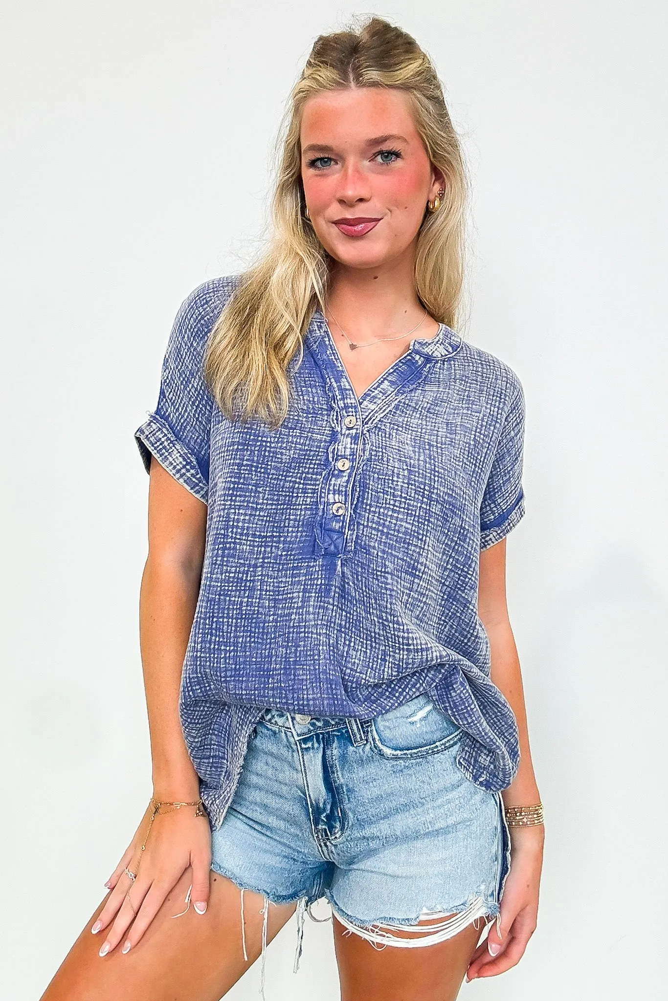 Juliette Washed Double Gauze Button Top