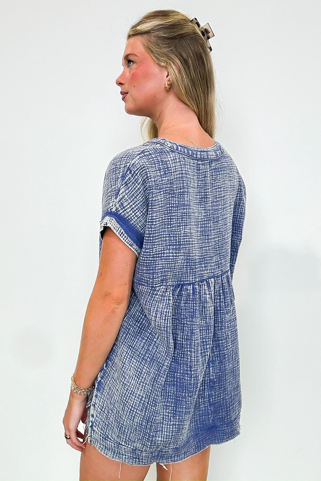 Juliette Washed Double Gauze Button Top