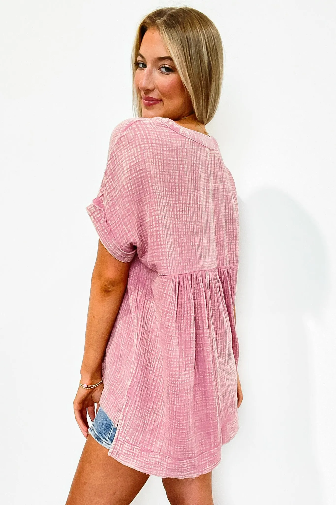 Juliette Washed Double Gauze Button Top