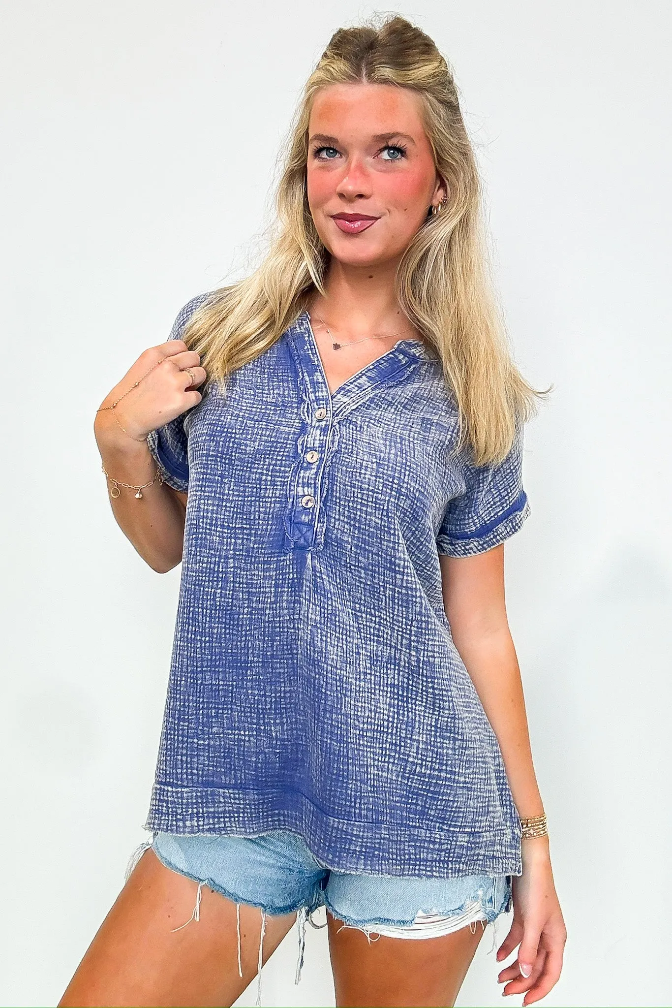 Juliette Washed Double Gauze Button Top