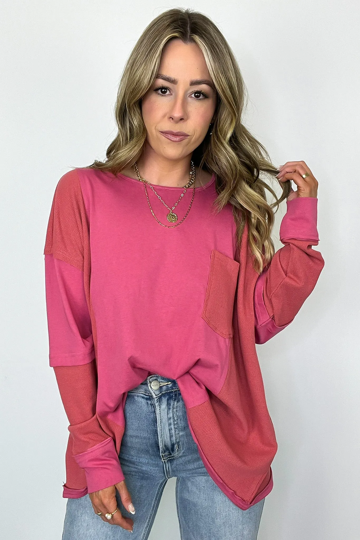 Kaida Relaxed Color Block Pocket Top - BACK IN STOCK