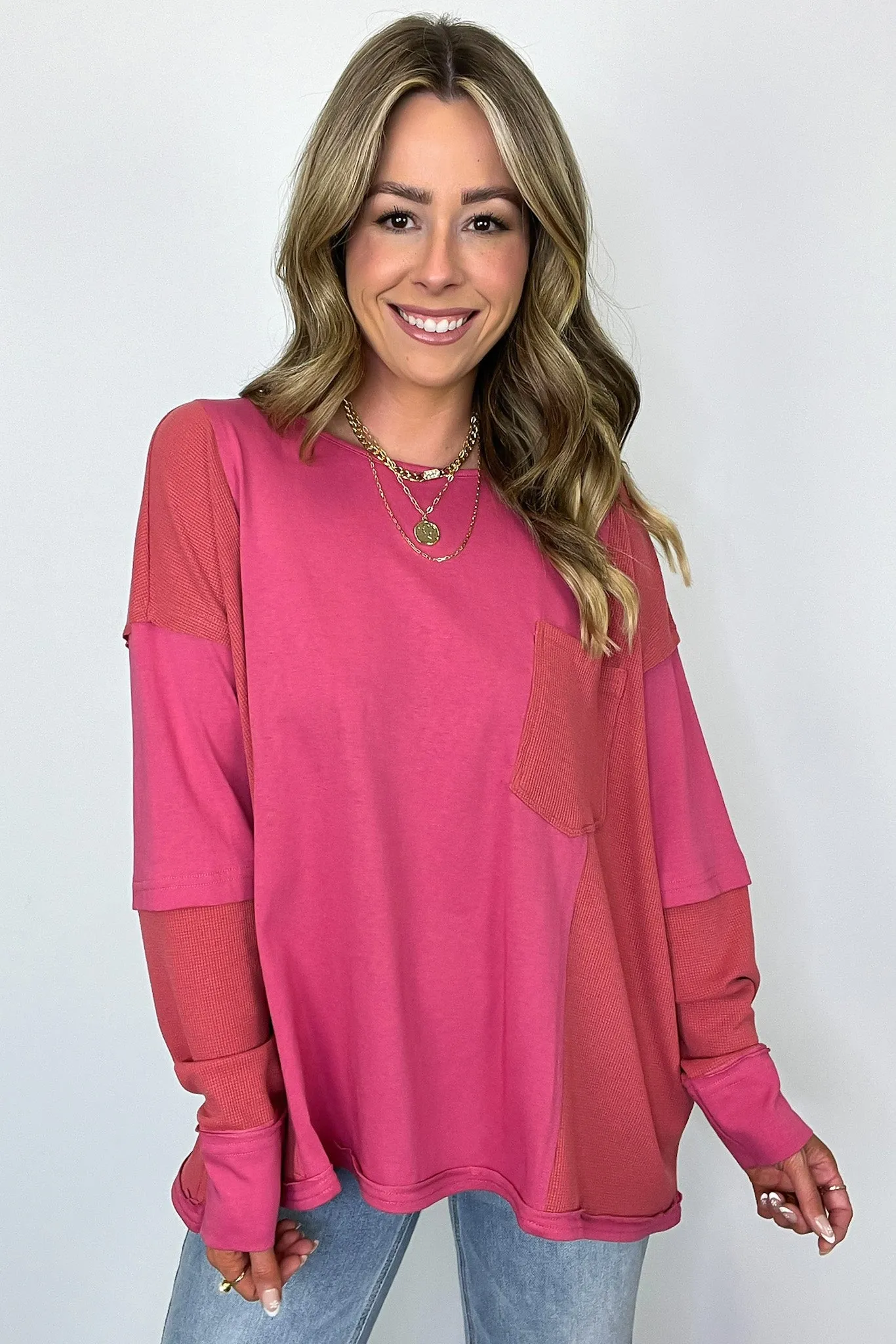 Kaida Relaxed Color Block Pocket Top - BACK IN STOCK