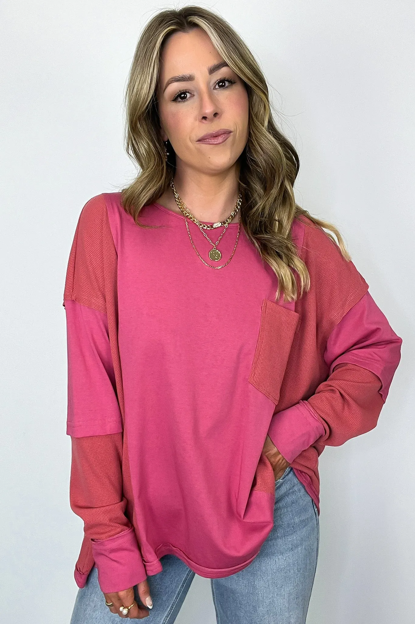 Kaida Relaxed Color Block Pocket Top - BACK IN STOCK