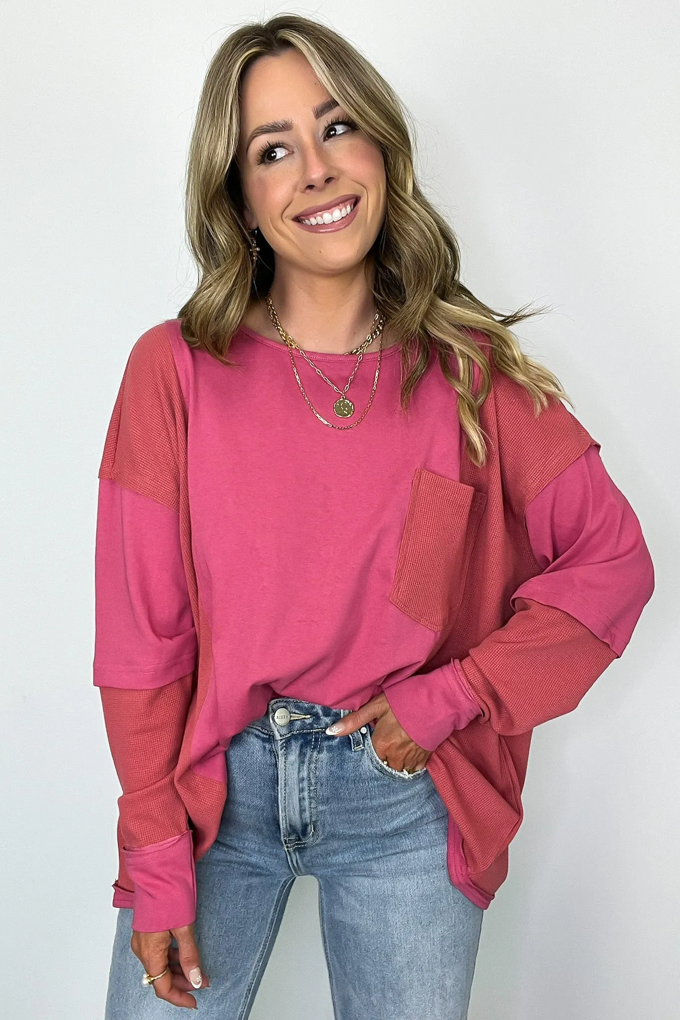 Kaida Relaxed Color Block Pocket Top - BACK IN STOCK