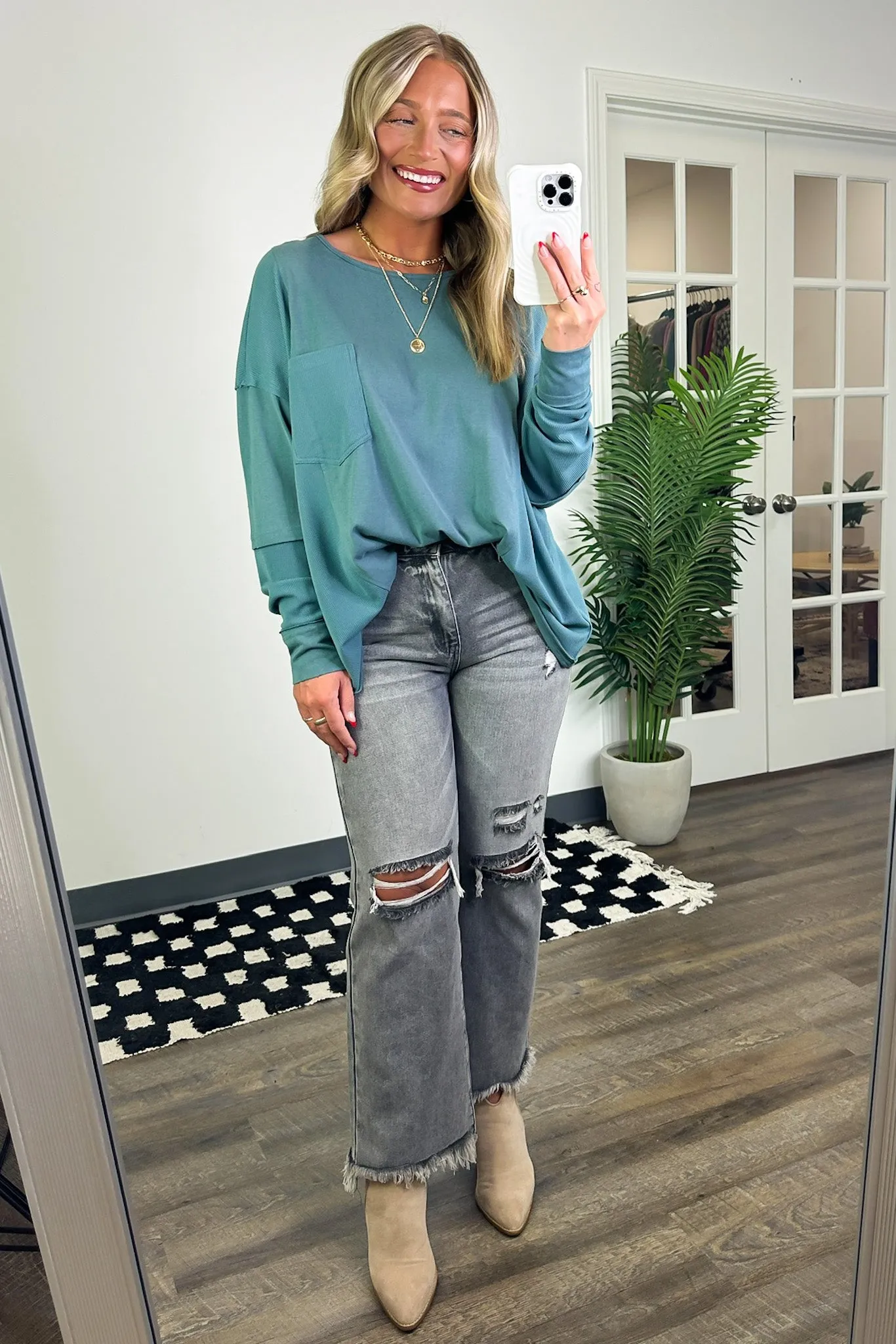 Kaida Relaxed Color Block Pocket Top - BACK IN STOCK