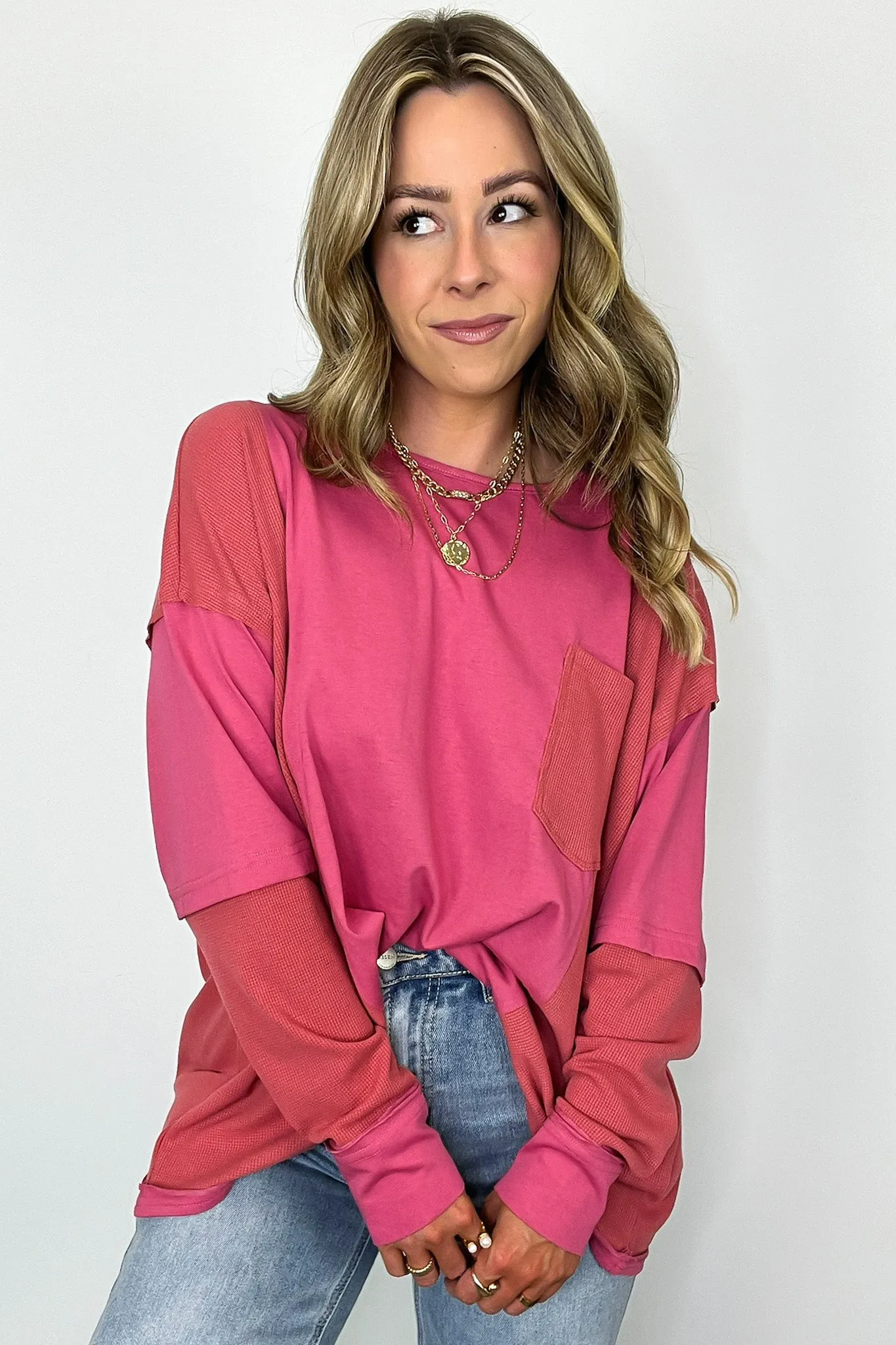 Kaida Relaxed Color Block Pocket Top - BACK IN STOCK