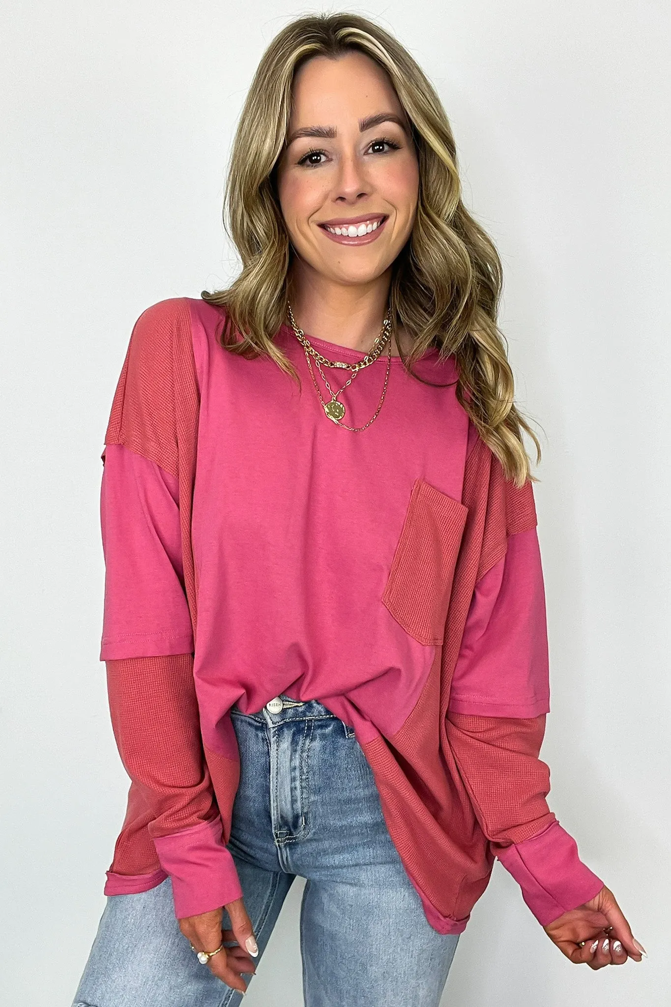 Kaida Relaxed Color Block Pocket Top - BACK IN STOCK