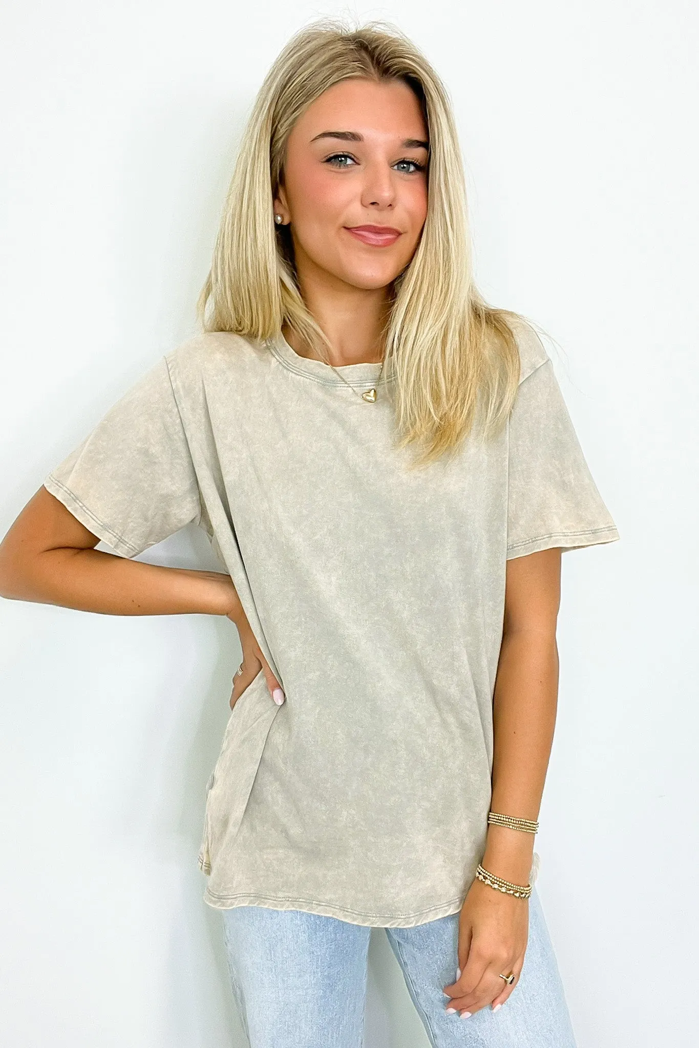Kaline Mineral Washed Short Sleeve Top - BACK IN STOCK