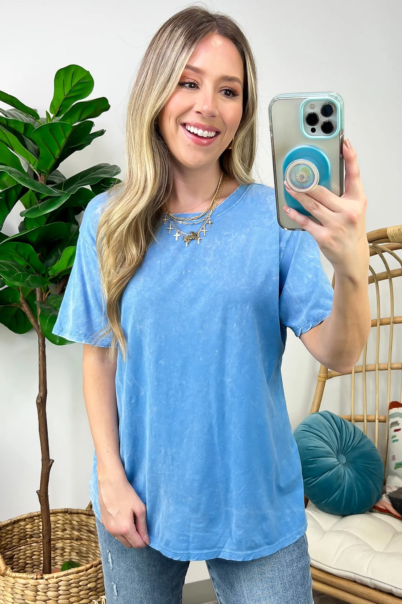 Kaline Mineral Washed Short Sleeve Top - BACK IN STOCK