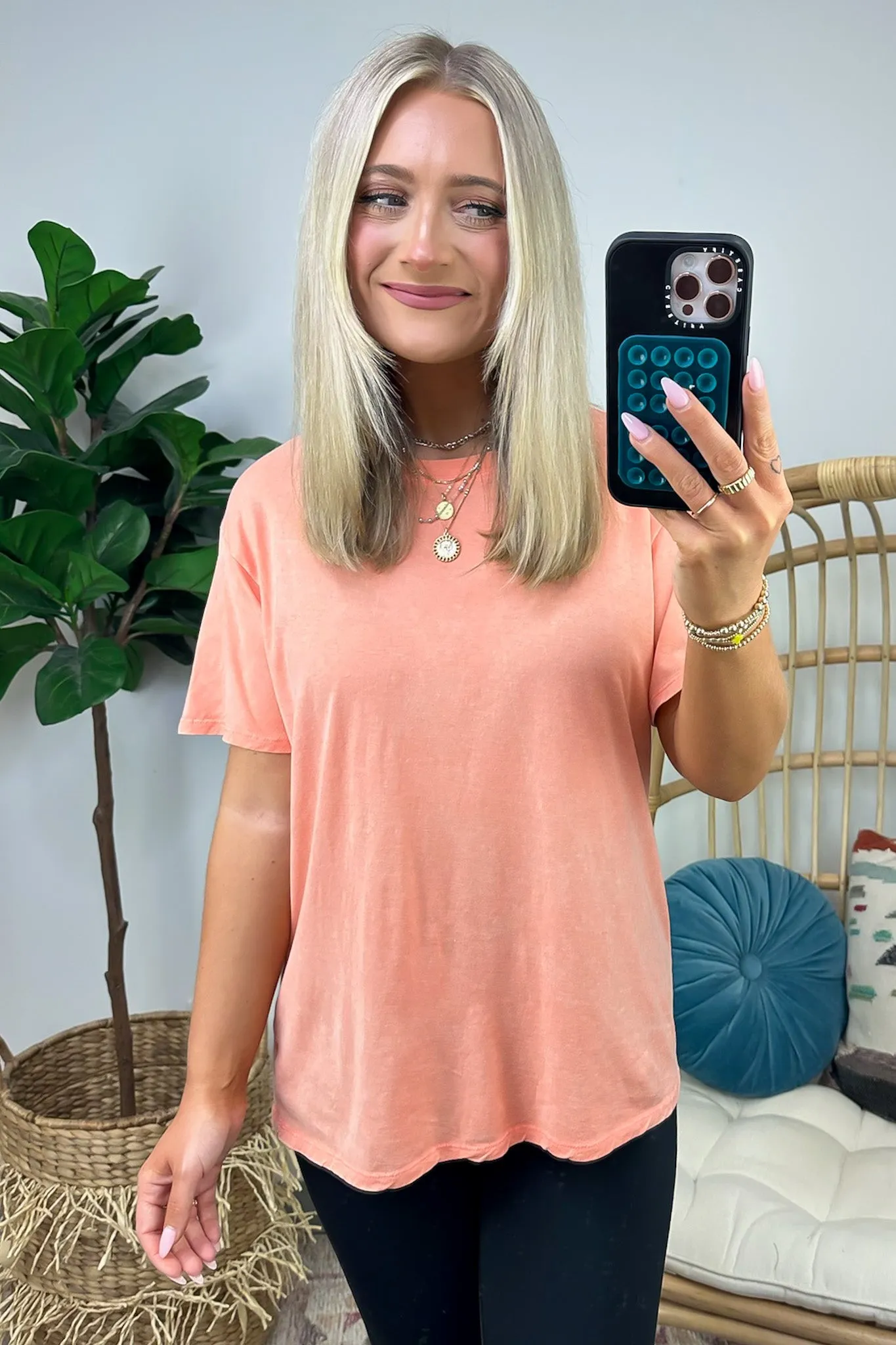 Kaline Mineral Washed Short Sleeve Top - BACK IN STOCK