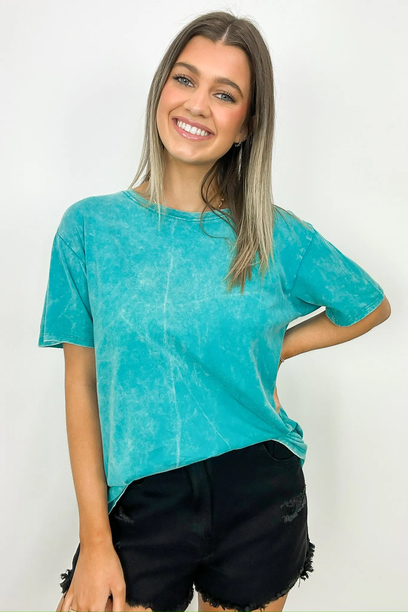 Kaline Mineral Washed Short Sleeve Top - BACK IN STOCK