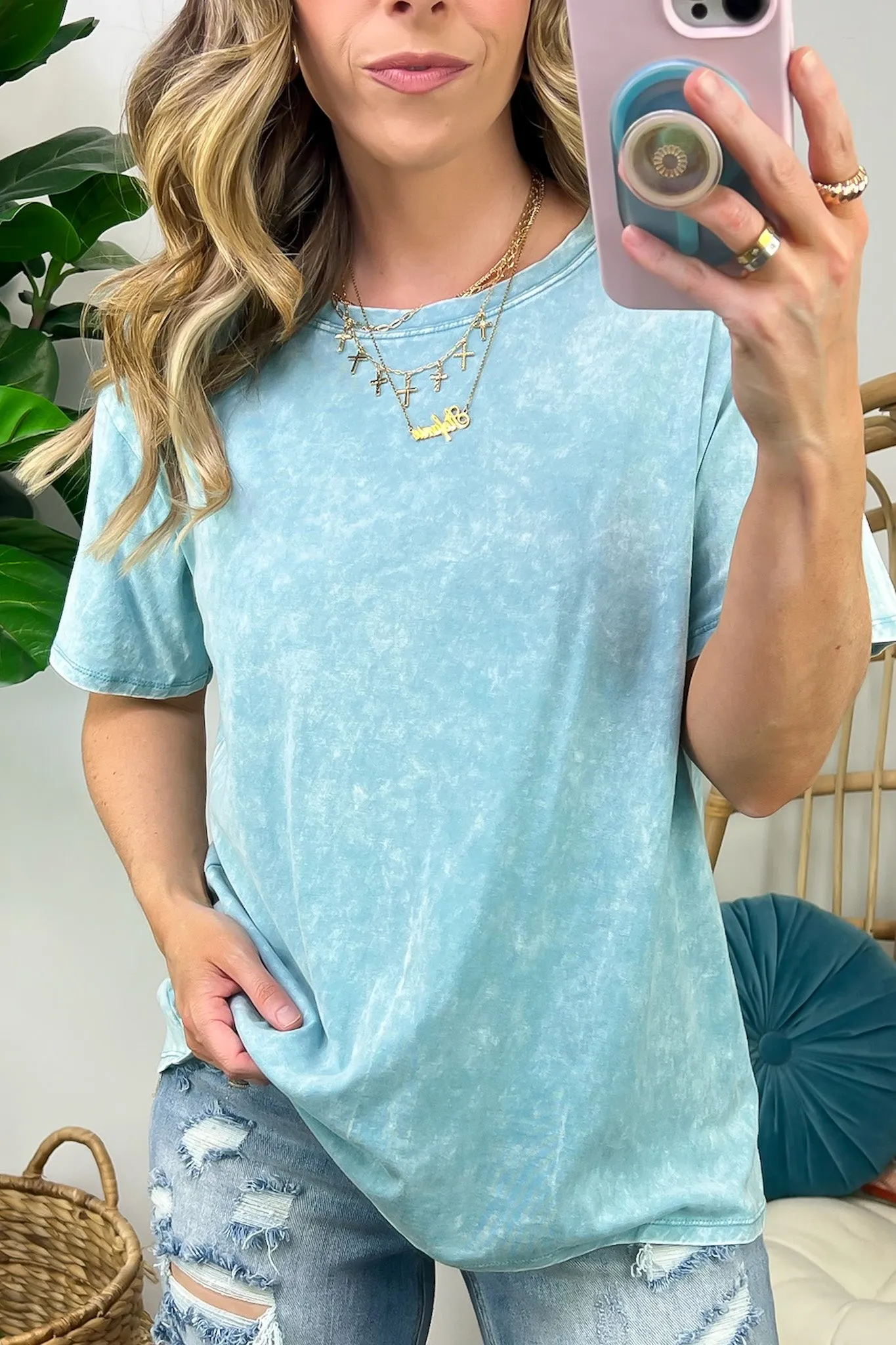 Kaline Mineral Washed Short Sleeve Top - BACK IN STOCK