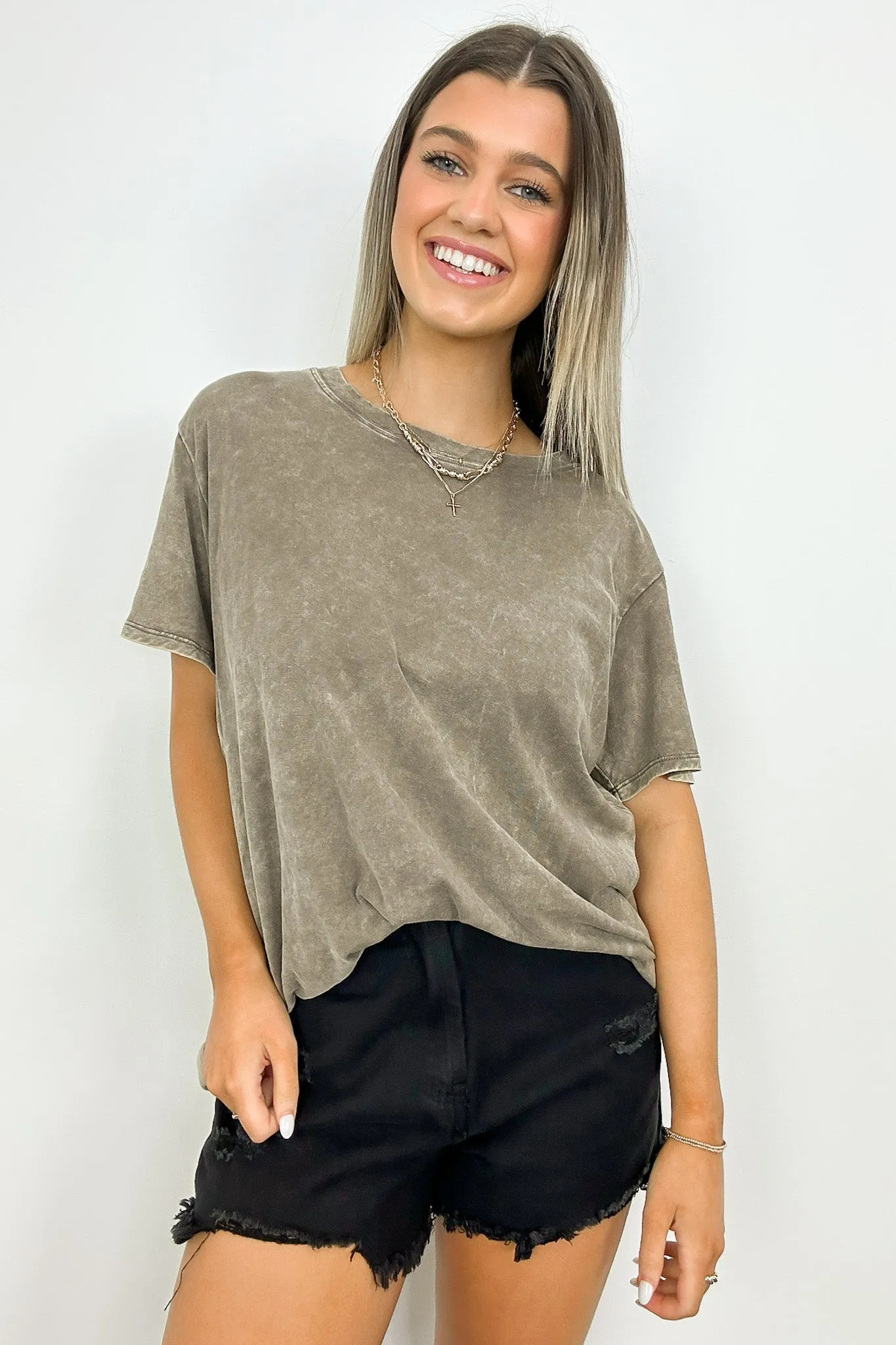 Kaline Mineral Washed Short Sleeve Top - BACK IN STOCK
