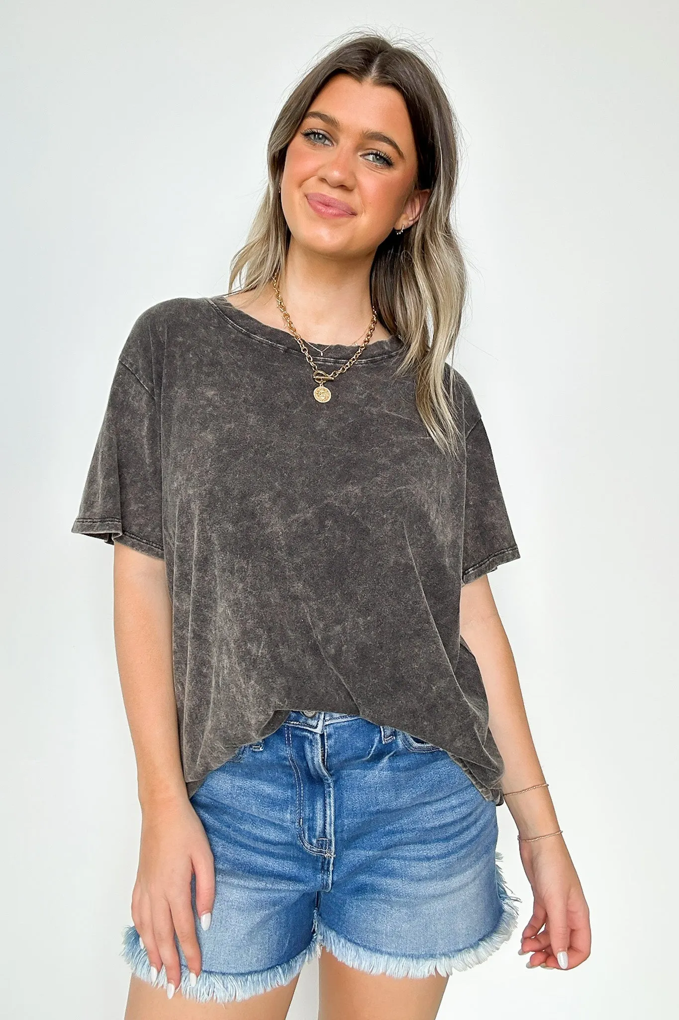 Kaline Mineral Washed Short Sleeve Top - BACK IN STOCK