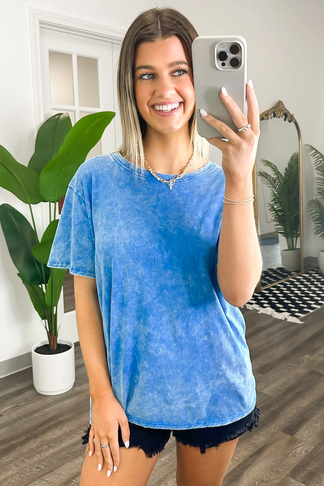 Kaline Mineral Washed Short Sleeve Top - BACK IN STOCK