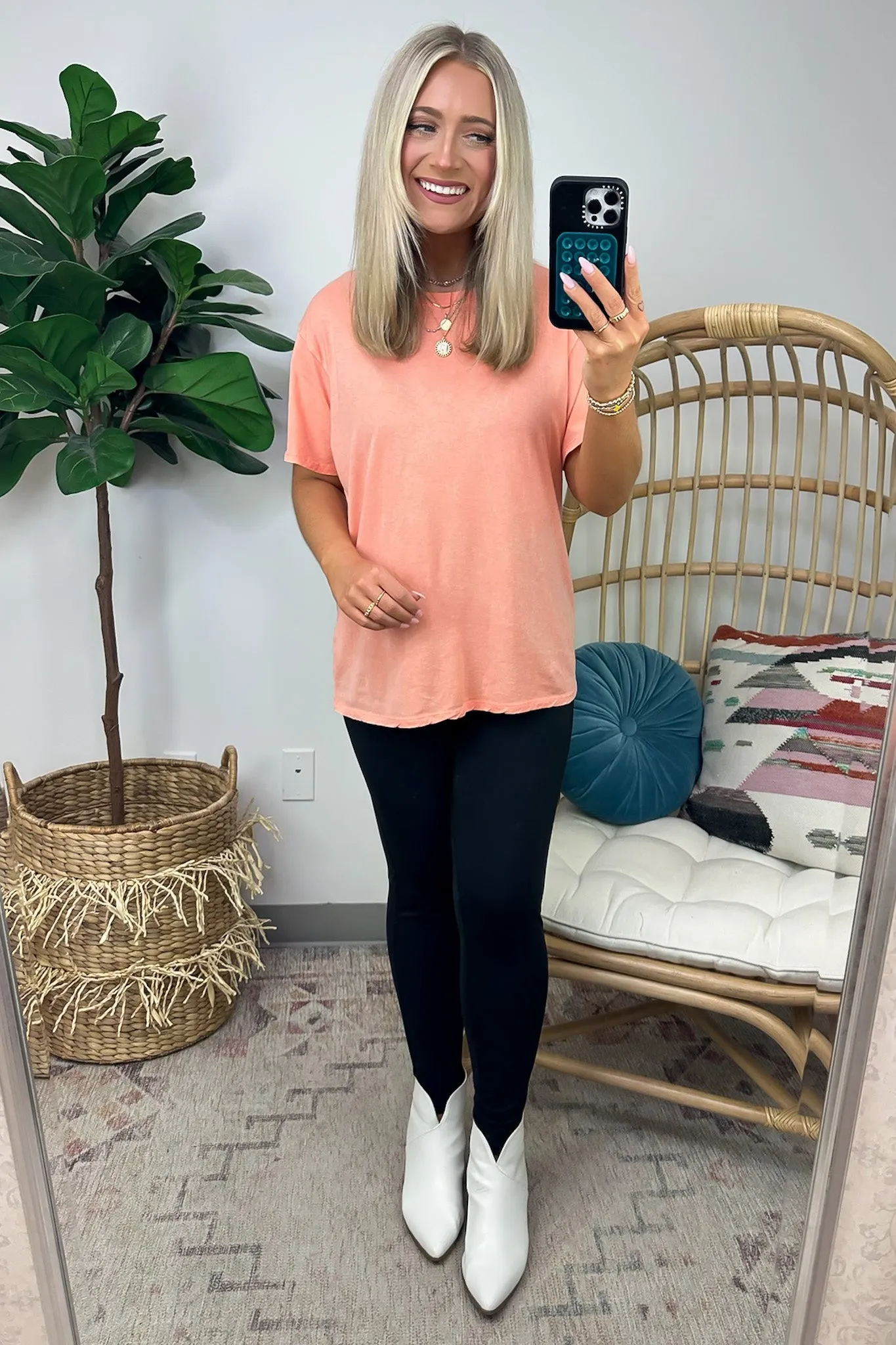 Kaline Mineral Washed Short Sleeve Top - BACK IN STOCK