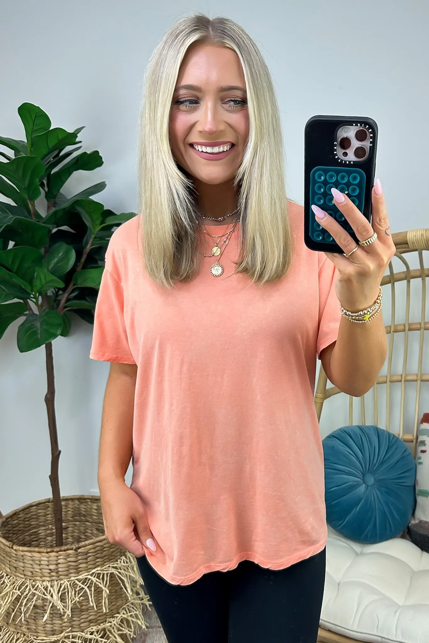 Kaline Mineral Washed Short Sleeve Top - BACK IN STOCK